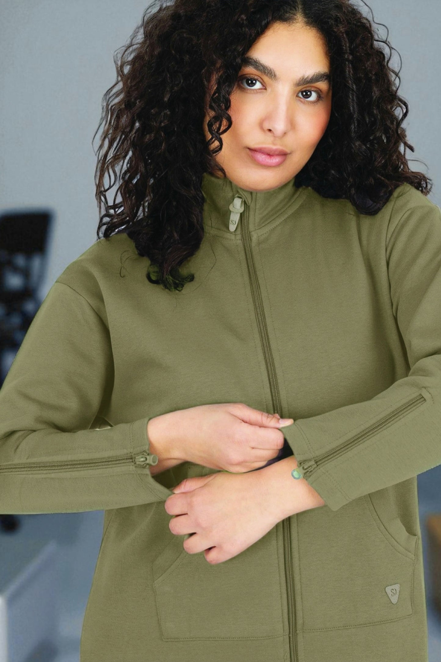 Kids Adaptive Dolman Sweatshirt Dress with Zipper & Cargo Pocket