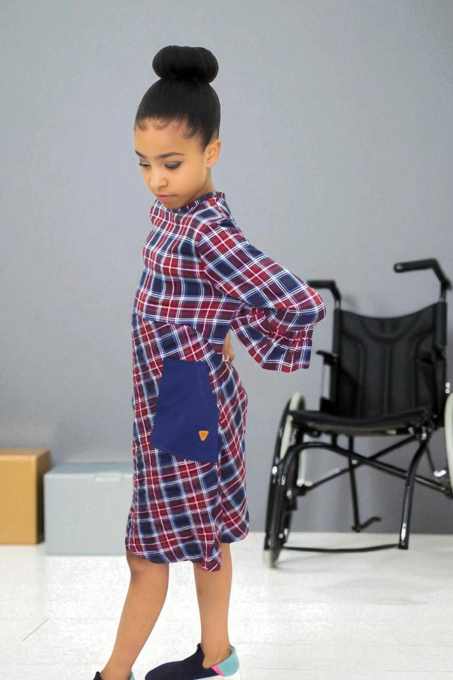 Kids Adaptive Stretch Woven Dress, Back Zipper & Sleeve Easy Undressing