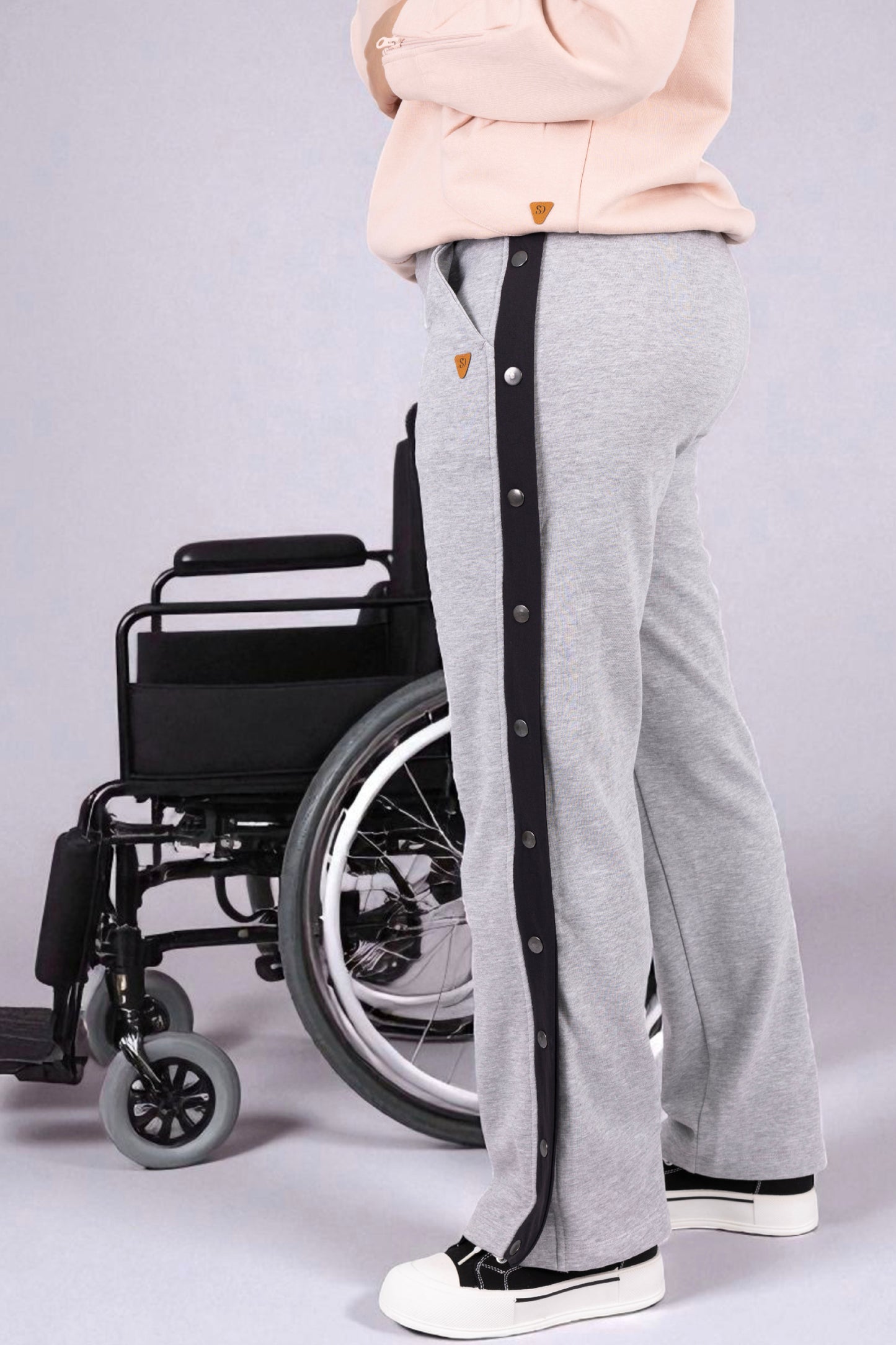 Adaptive Kids Sweatpants, with Full Elastic Waist & Side Full Zipper for Easy Undressing