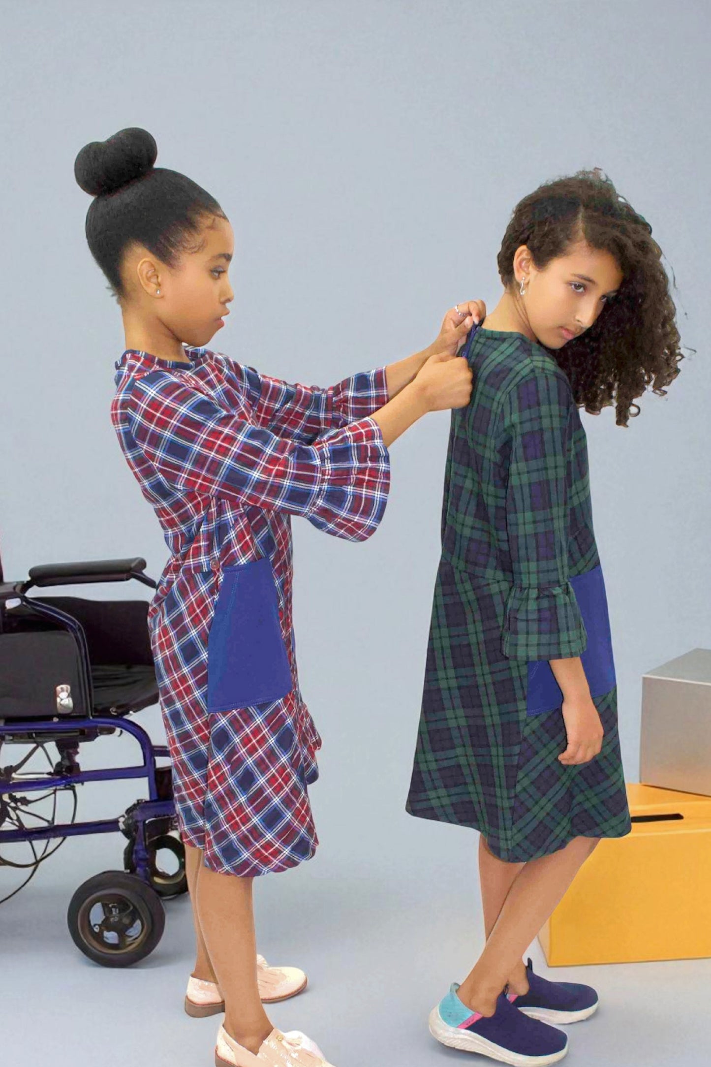 Kids Adaptive Stretch Woven Dress, Back Zipper & Sleeve Easy Undressing