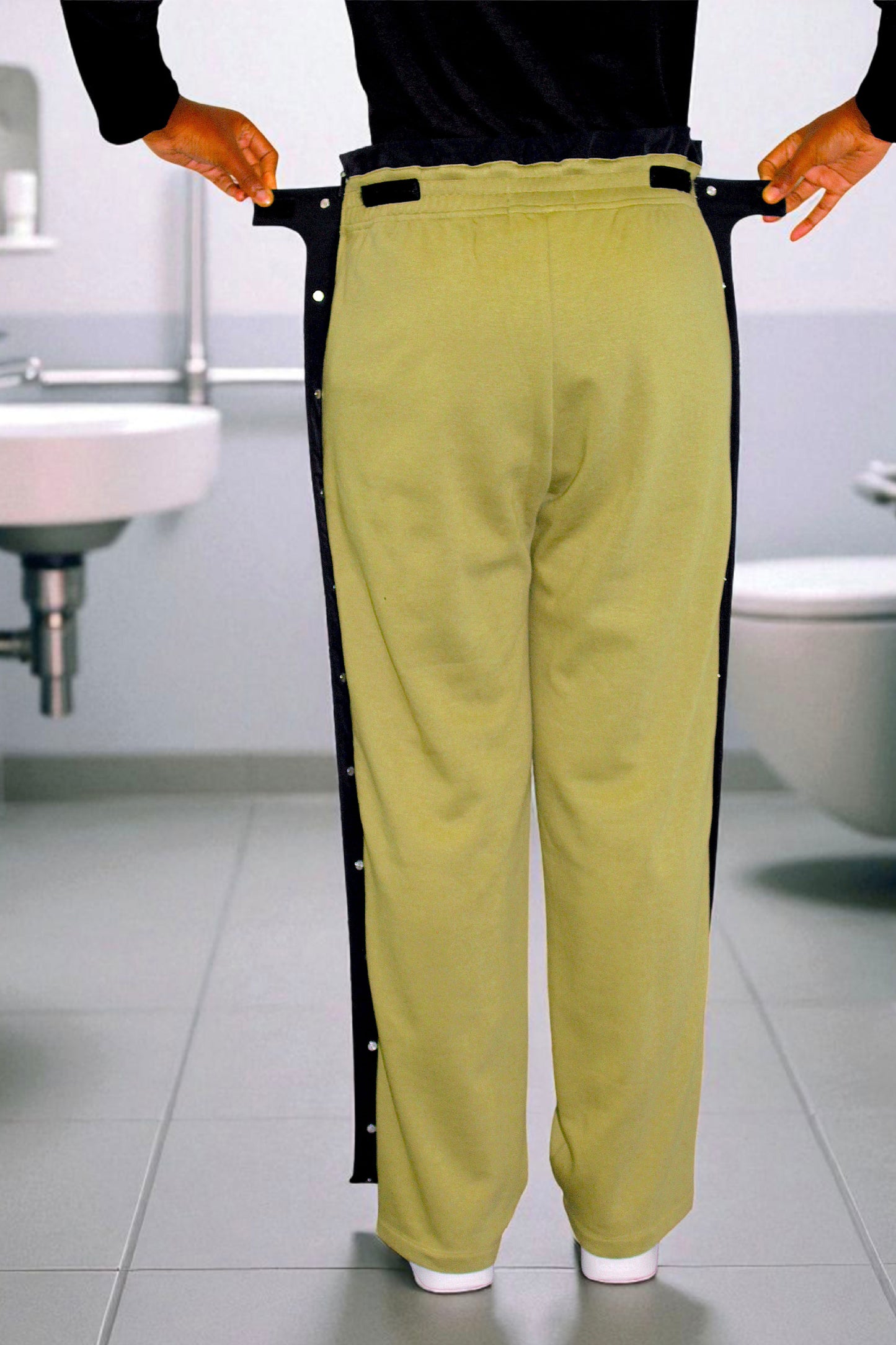 Adaptive Kids Sweatpants, with Full Elastic Waist & Side Full Zipper for Easy Undressing