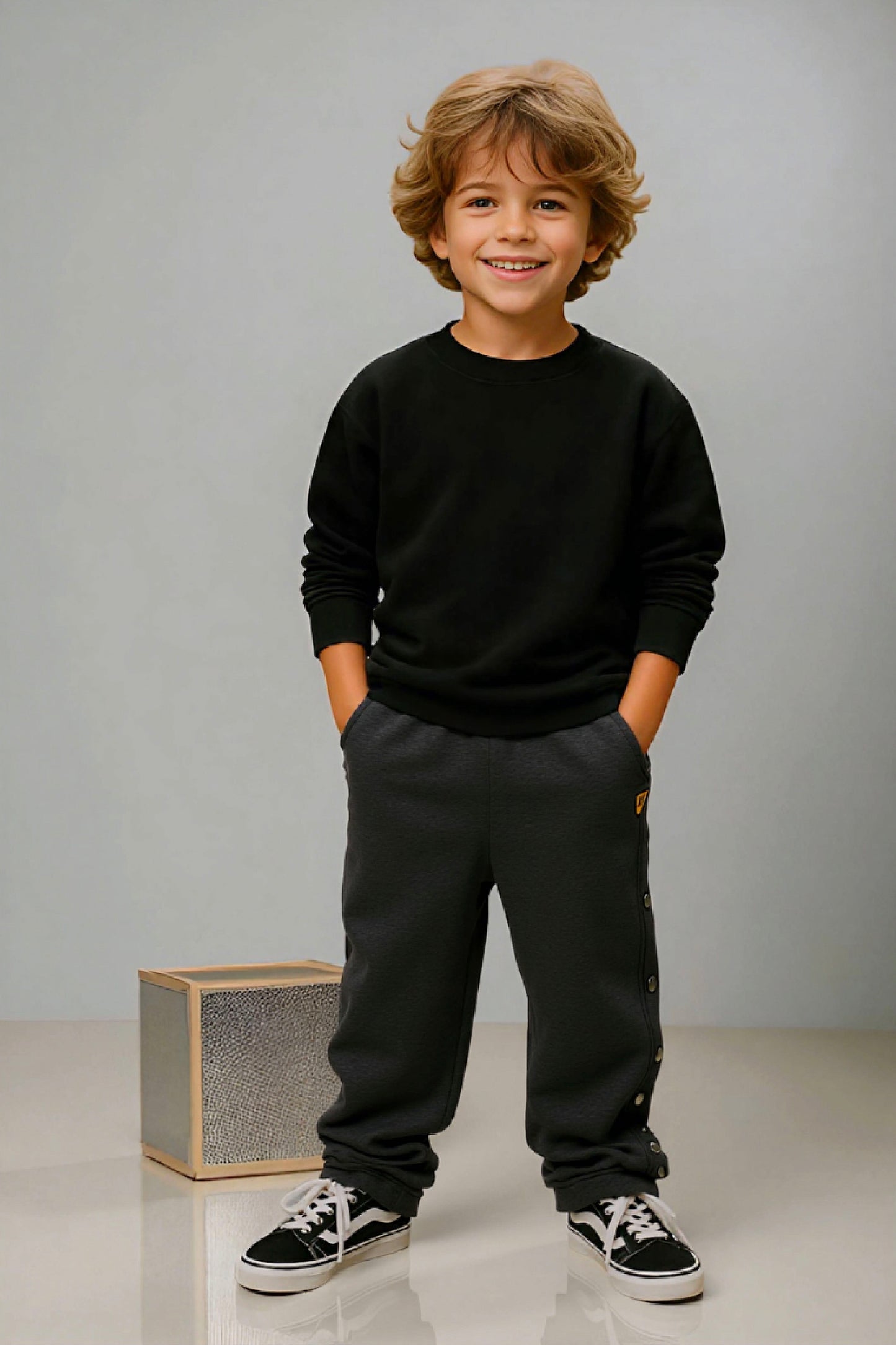 Adaptive Kids Jogger Sweatpants, Adjustable Elastic waist, Full Side Zipper for Easy Undressing