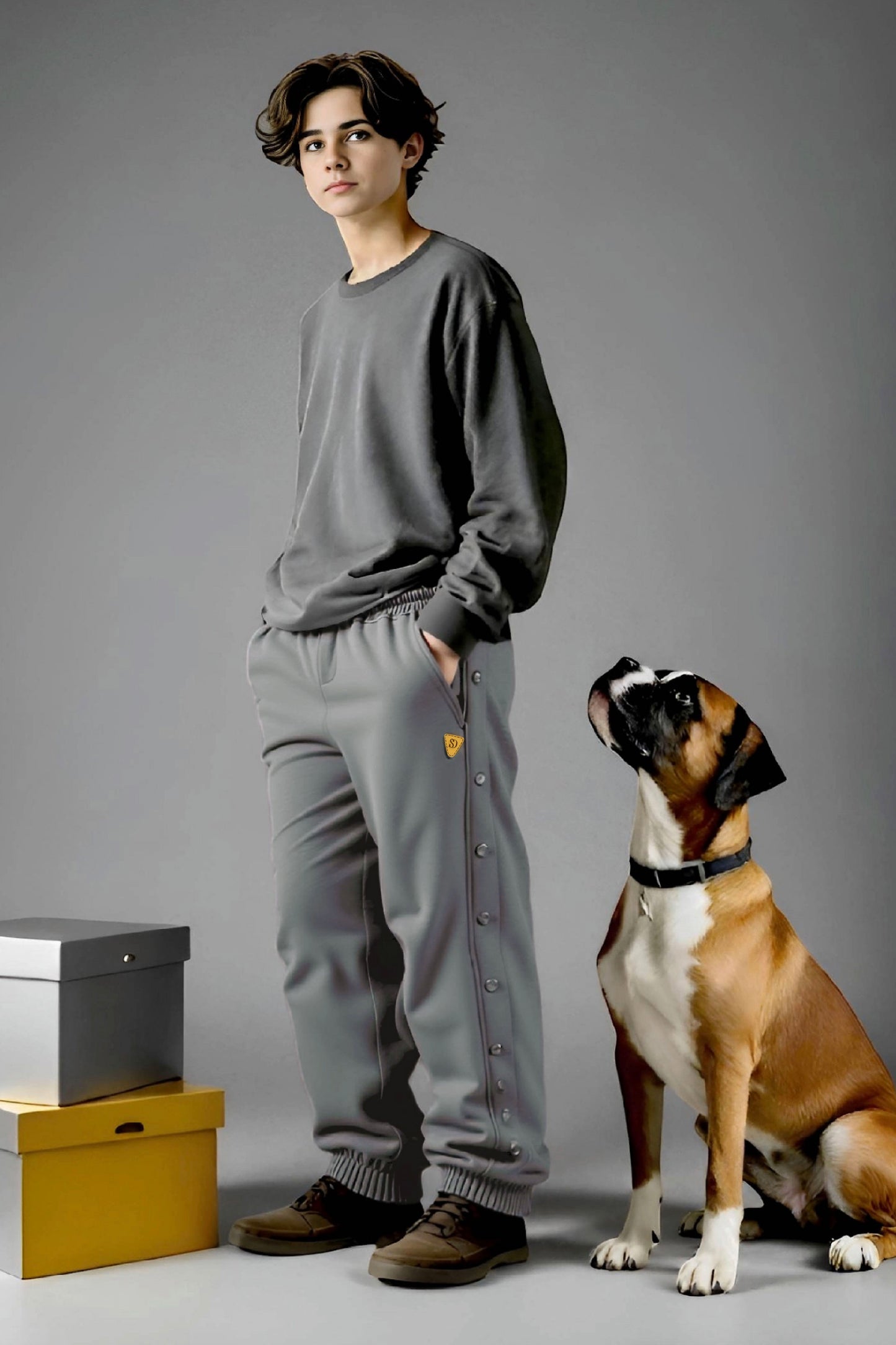 Adaptive Kids Jogger Sweatpants, Adjustable Elastic waist, Full Side Zipper for Easy Undressing