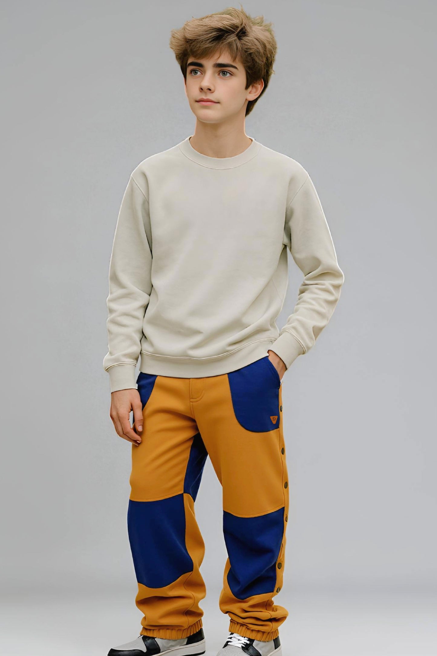 Adaptive Kids Jogger Pants: Adjustable Elastic Waist, Full Side Zipper for Easy Undressing