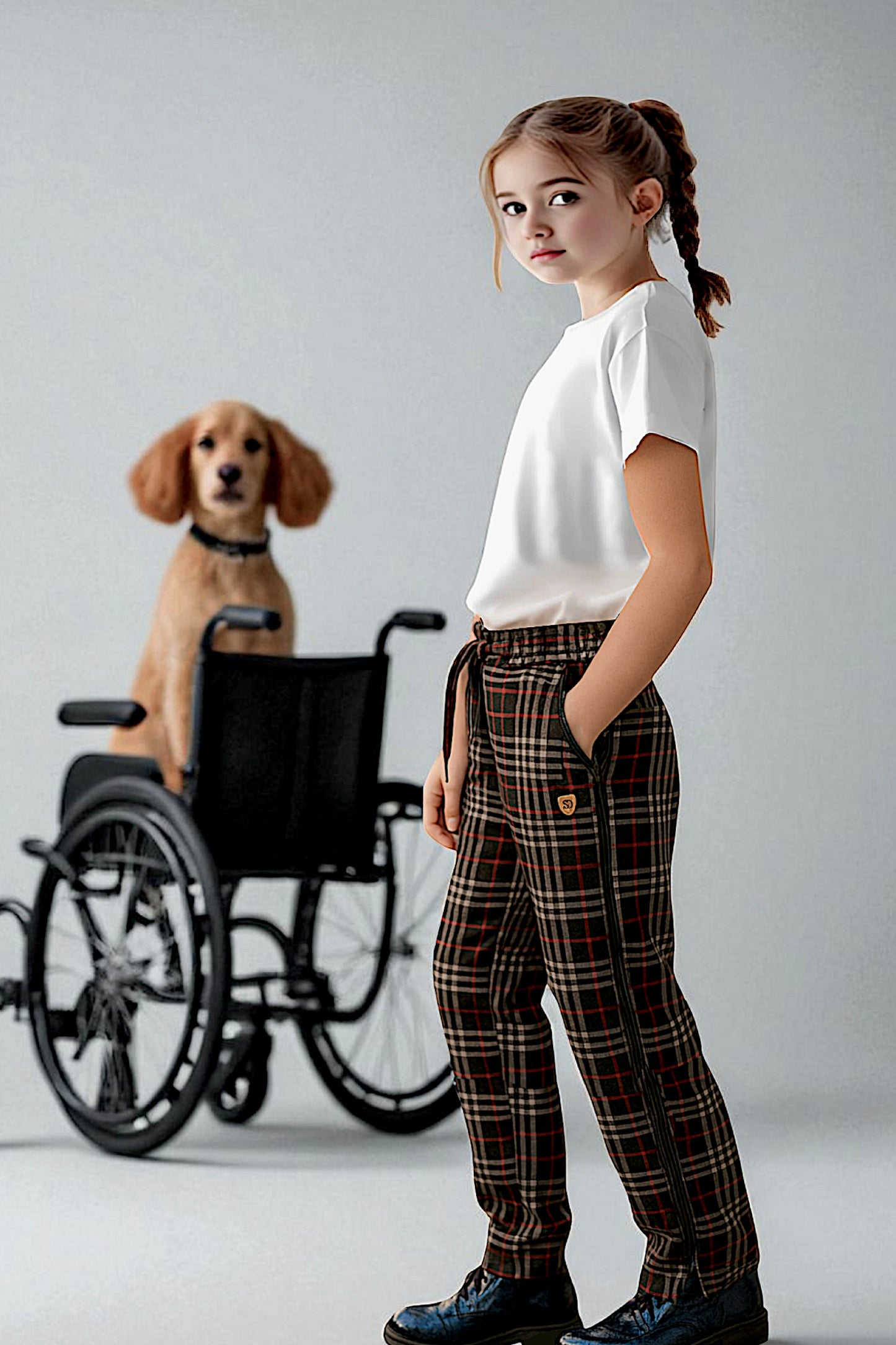 Adaptive Kids Stretch Pants: Elastic Waistband, Full Side Zipper for Easy Undressing