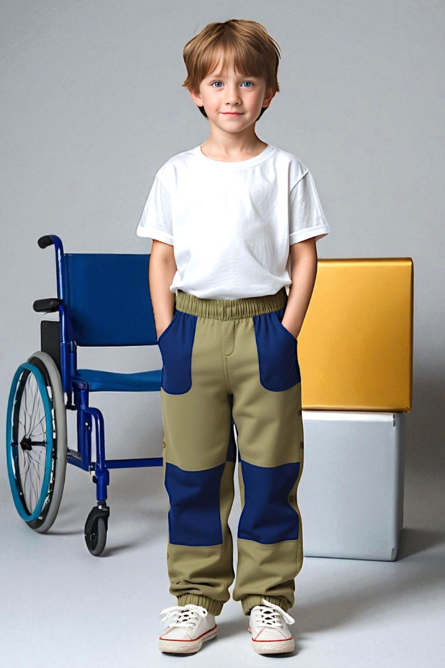 Adaptive Kids Jogger Pants: Adjustable Elastic Waist, Full Side Zipper for Easy Undressing