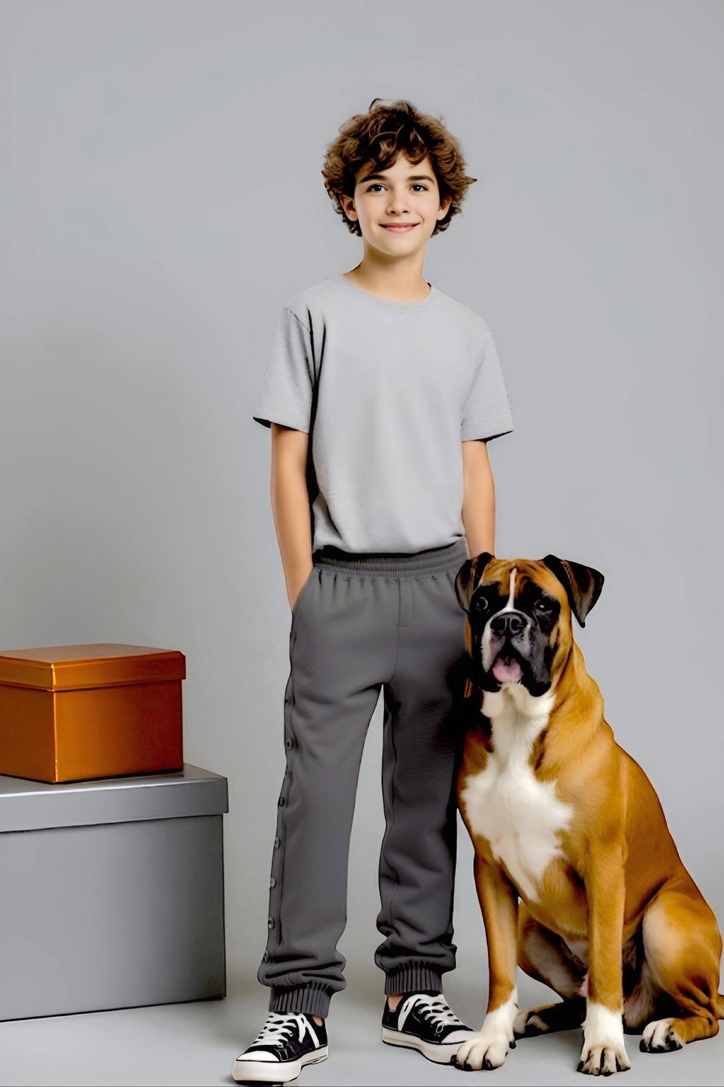Adaptive Kids Jogger Sweatpants, Adjustable Elastic waist, Full Side Zipper for Easy Undressing