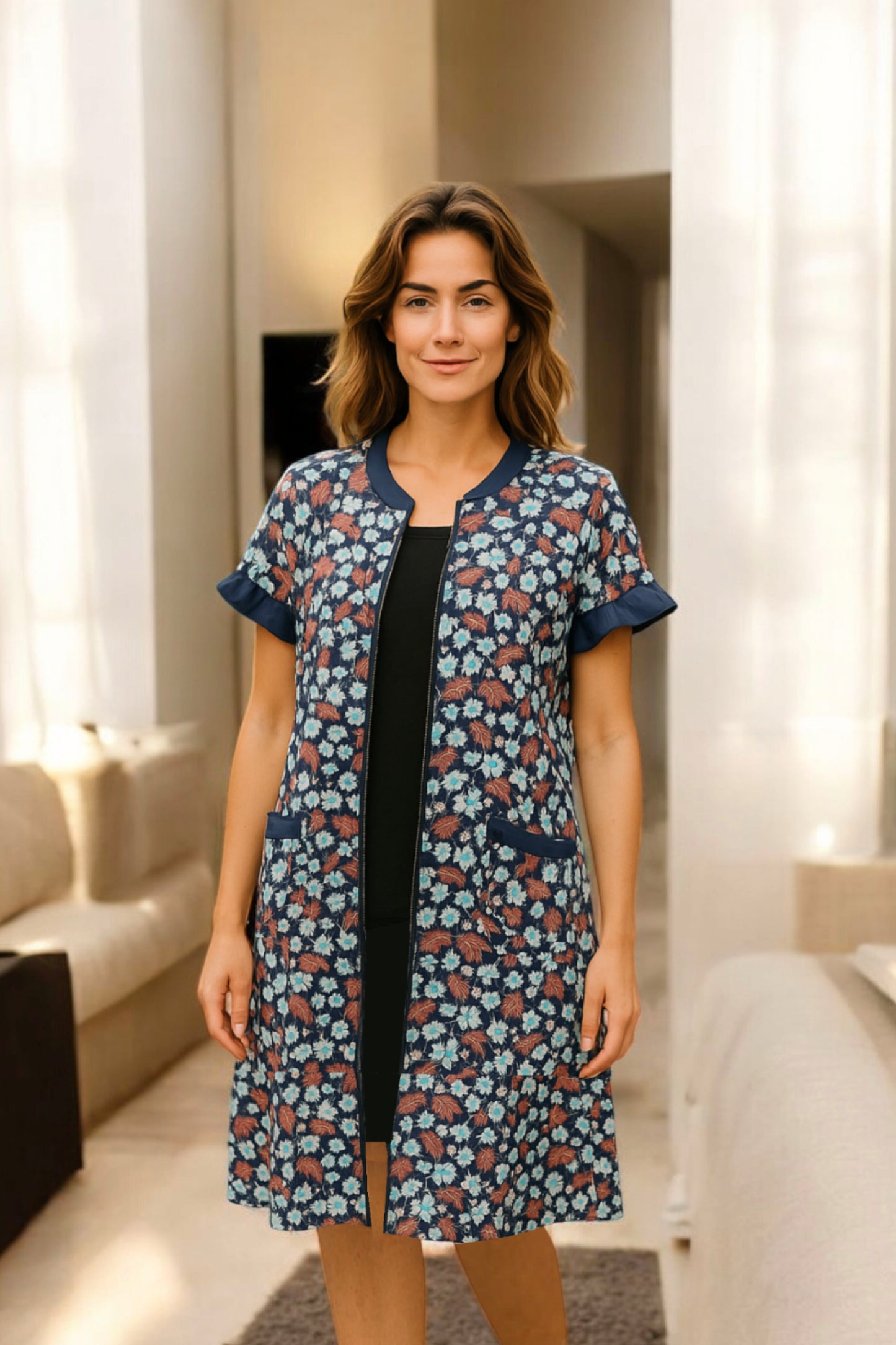 Adaptive Women's Dress Pyjamas: with Short Sleeve, Knee length, Practical,
and Perfect for Peaceful Nights, Ideal for Adaptive or Medical Needs