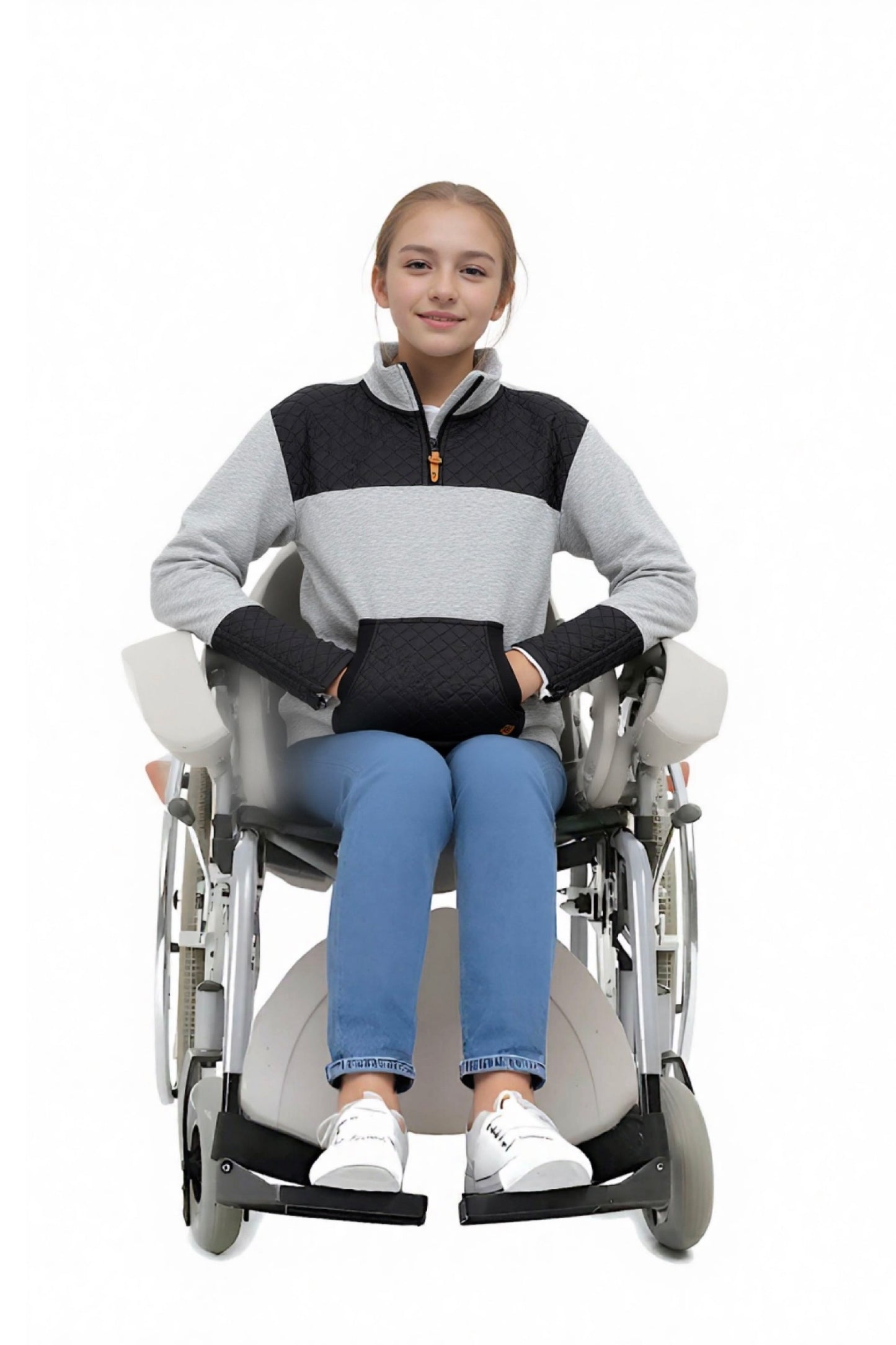 Adaptive Kids Unisex Sweatshirt: Front Zipper and Easy-Undressing Sleeves