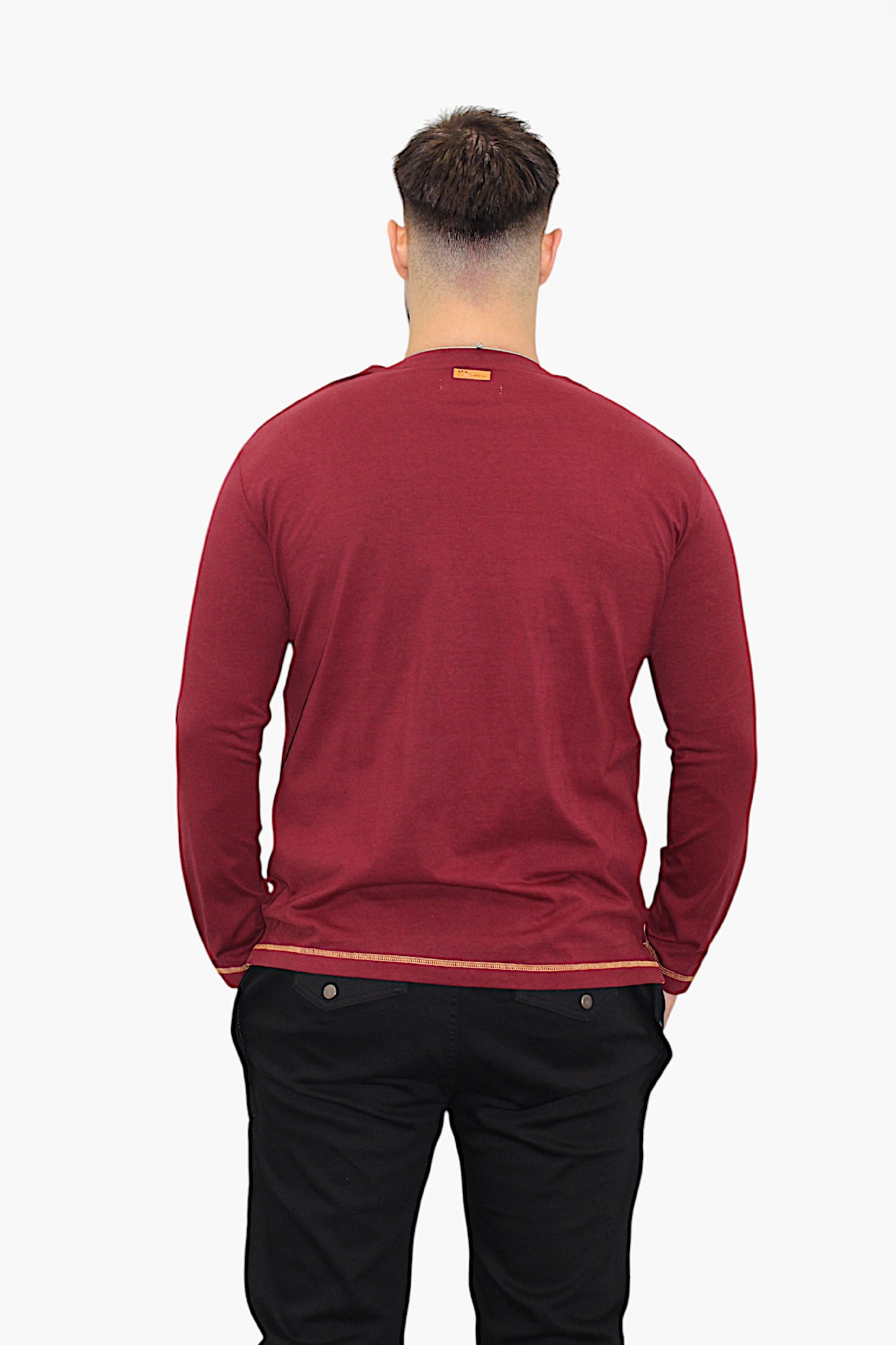 Men’s Adaptive Clothing Long Sleeve Soft Style Cotton V Neck Top with a Full Zipper at Shoulder Opens Completely for Easy Undressing