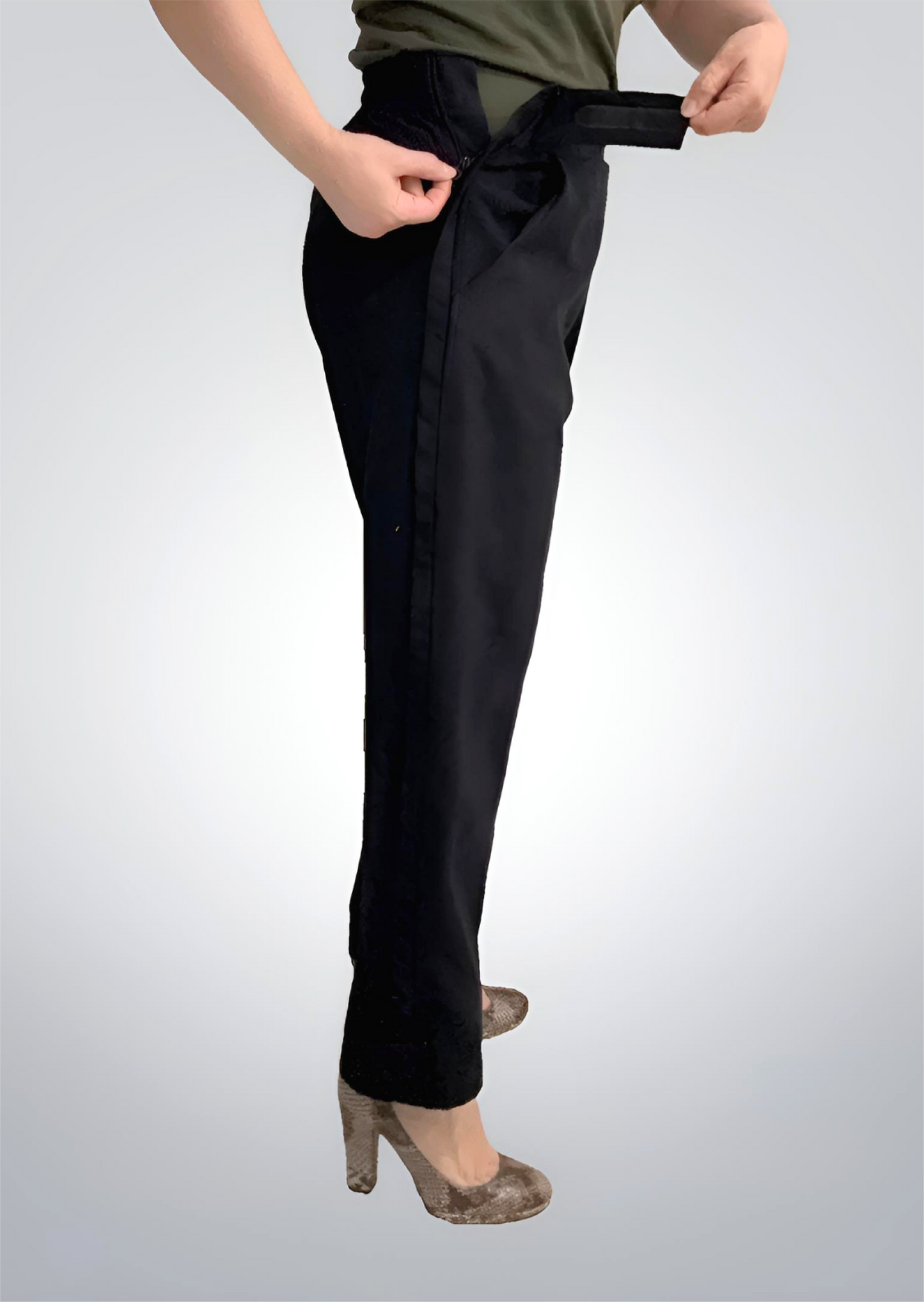 Women's Adaptive Clothing: Stretch Trousers Pant, Elastic Waistband, Side Zipper for Easy Dressing
