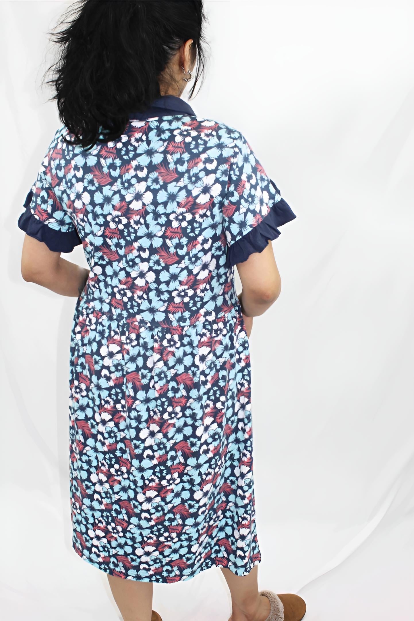 Adaptive Women's Dress Pyjamas: with Short Sleeve, Knee length, Practical,
and Perfect for Peaceful Nights, Ideal for Adaptive or Medical Needs