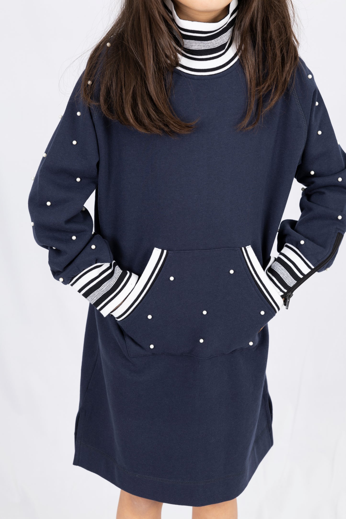 Adaptive Kids Classic Dress: Back Zipper, Front Cargo Pocket, Easy-Undressing Sleeves