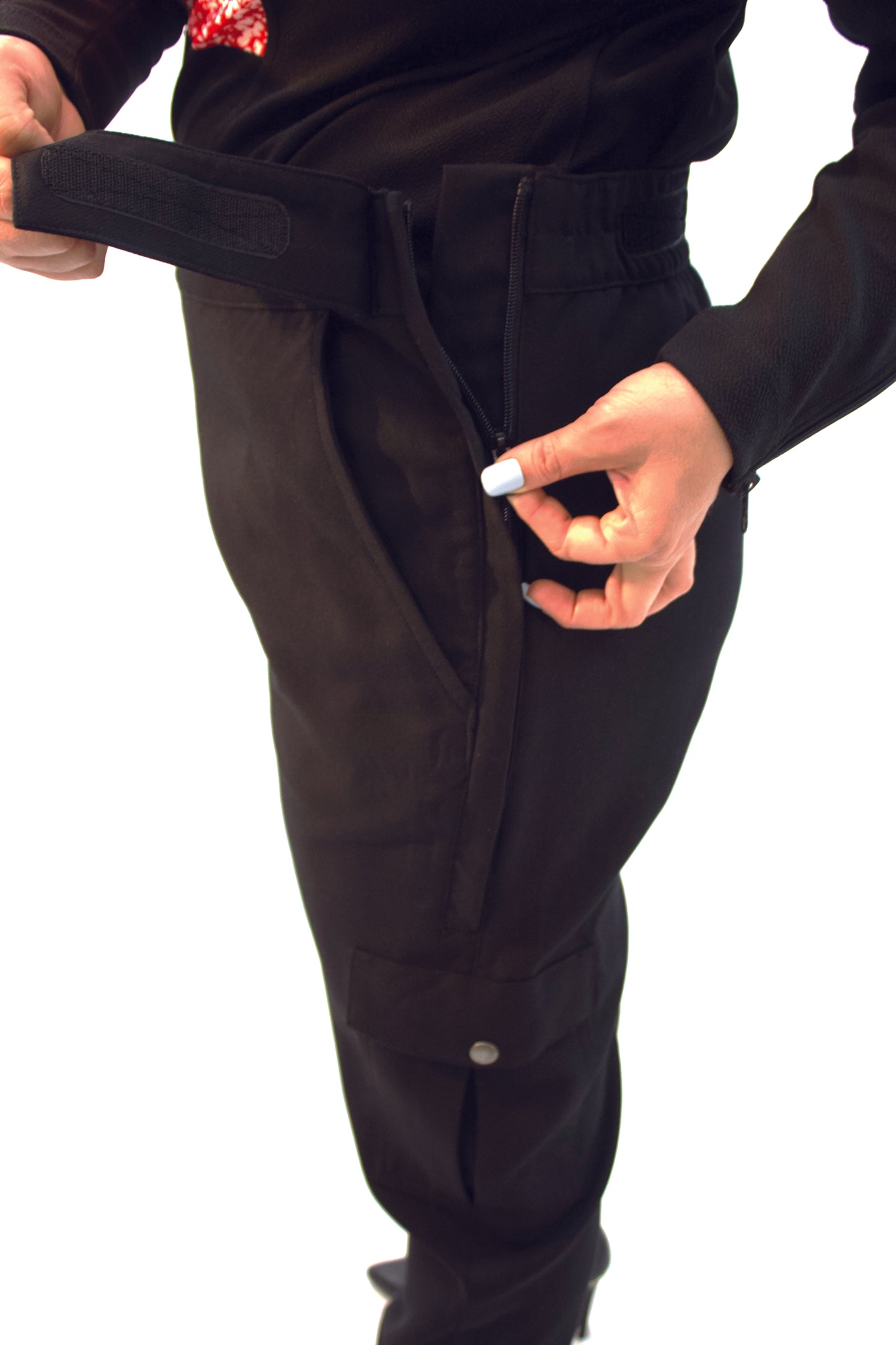 Women's Adaptive Clothing: Stretch Classic Cargo Pocket Pant, Elastic Waistband, Zipper Each Side for Easy Dressing