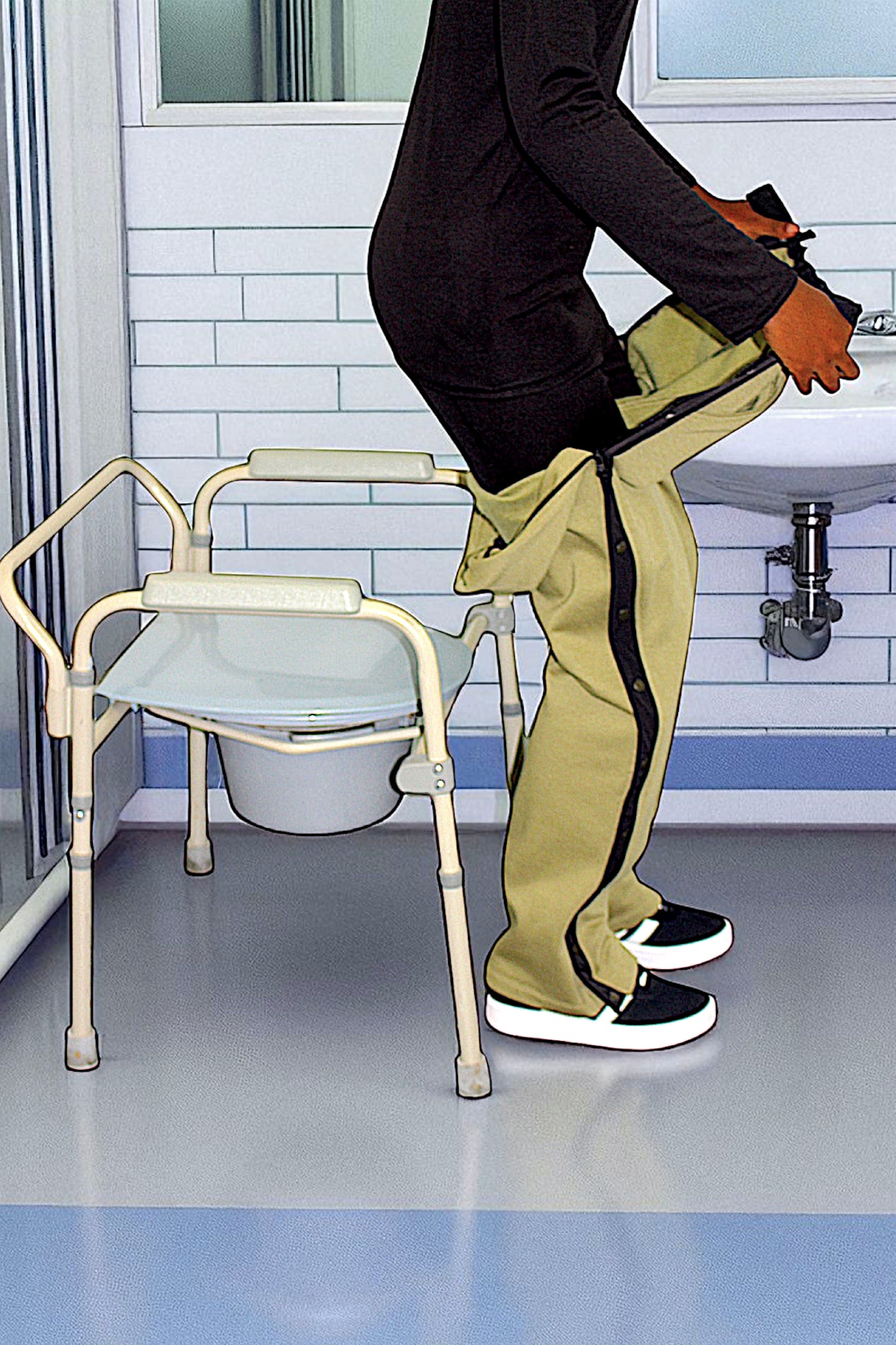 Adaptive Kids Sweatpants, with Full Elastic Waist & Side Full Zipper for Easy Undressing