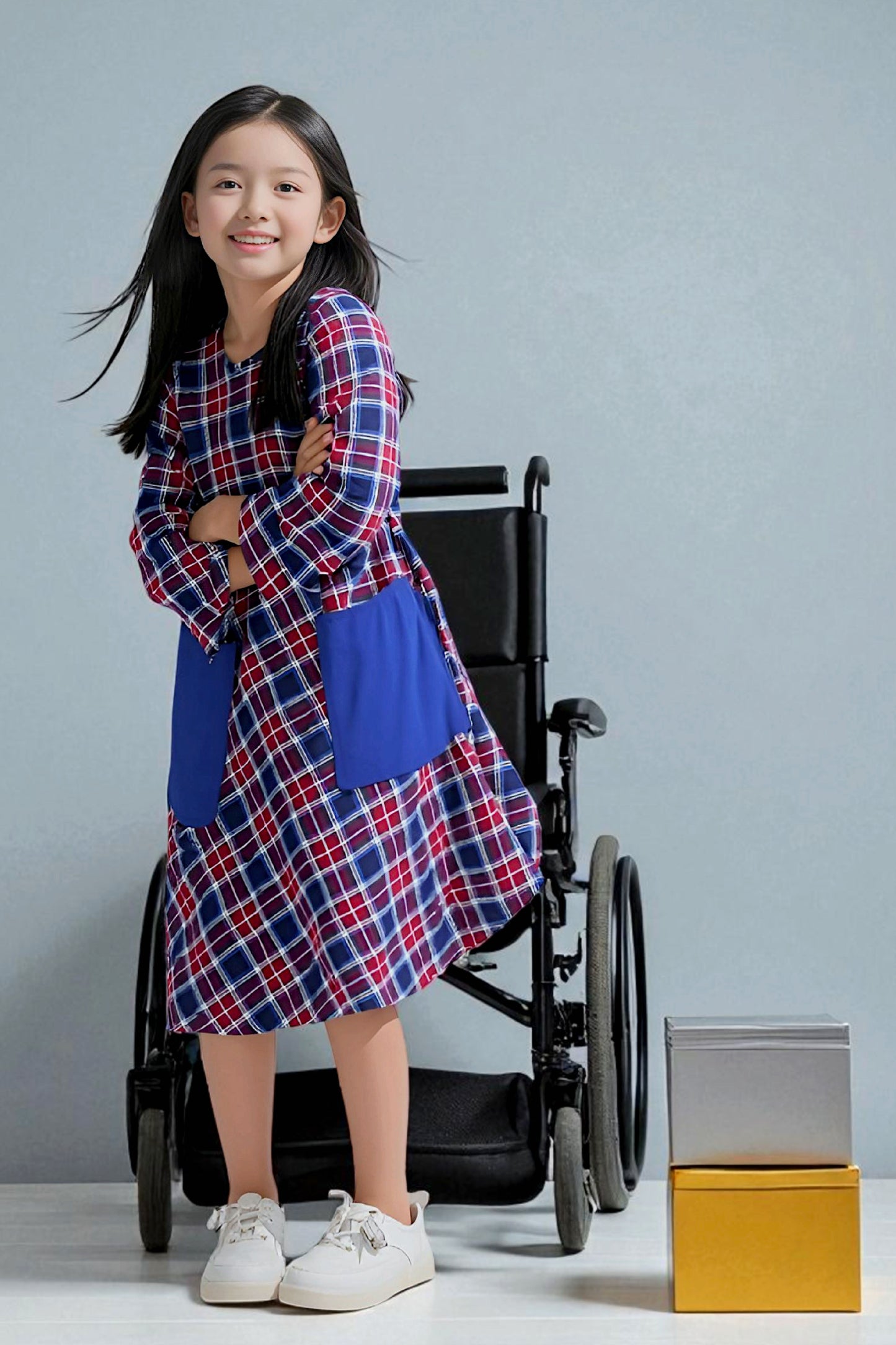 Kids Adaptive Stretch Woven Dress, Back Zipper & Sleeve Easy Undressing
