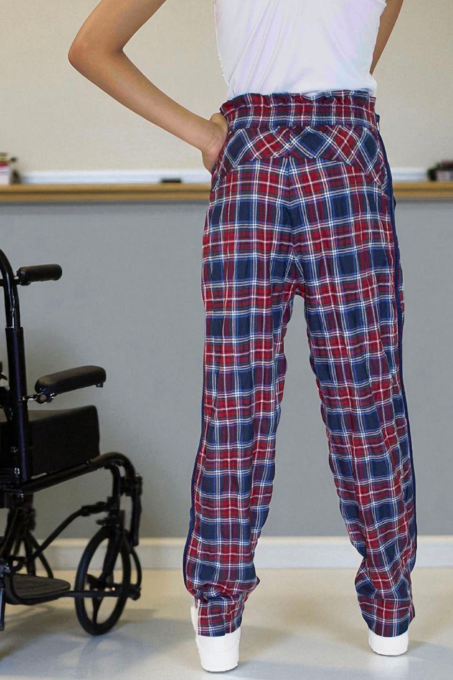 Adaptive Kids Stretch Pants: Elastic Waistband, Full Side Zipper for Easy Undressing
