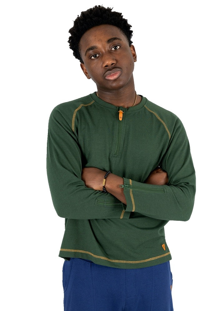 Adaptive Kids Soft Cotton Top, with Front Zipper & Easy-Undressing Sleeves