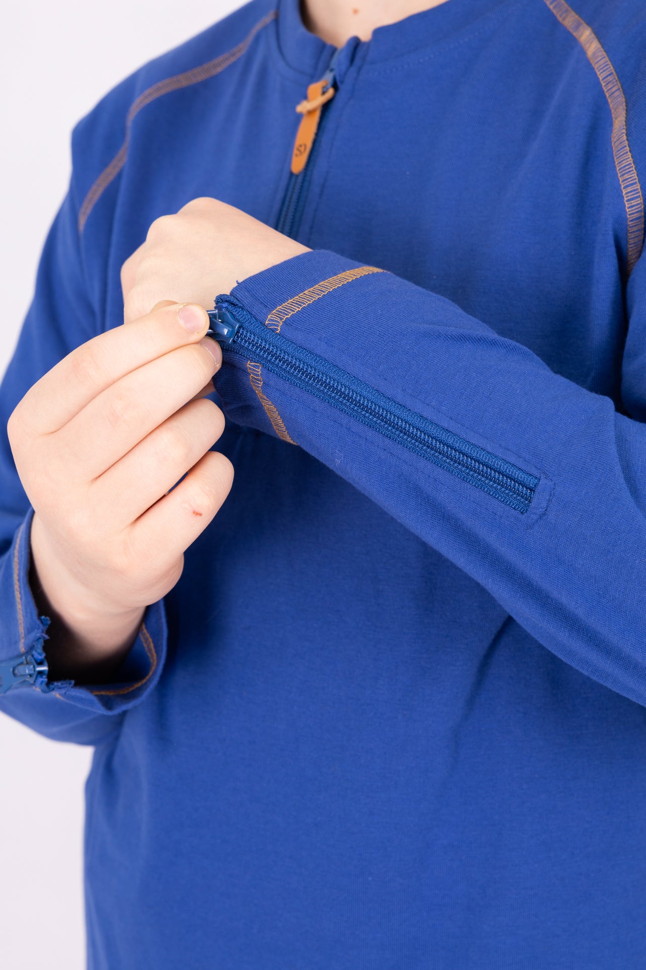 Adaptive Kids Soft Cotton Top, with Front Zipper & Easy-Undressing Sleeves