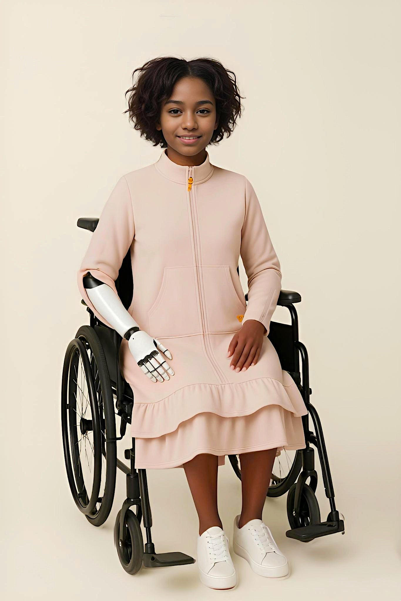 Kids Adaptive Dolman Sweatshirt Dress with Zipper & Cargo Pocket
