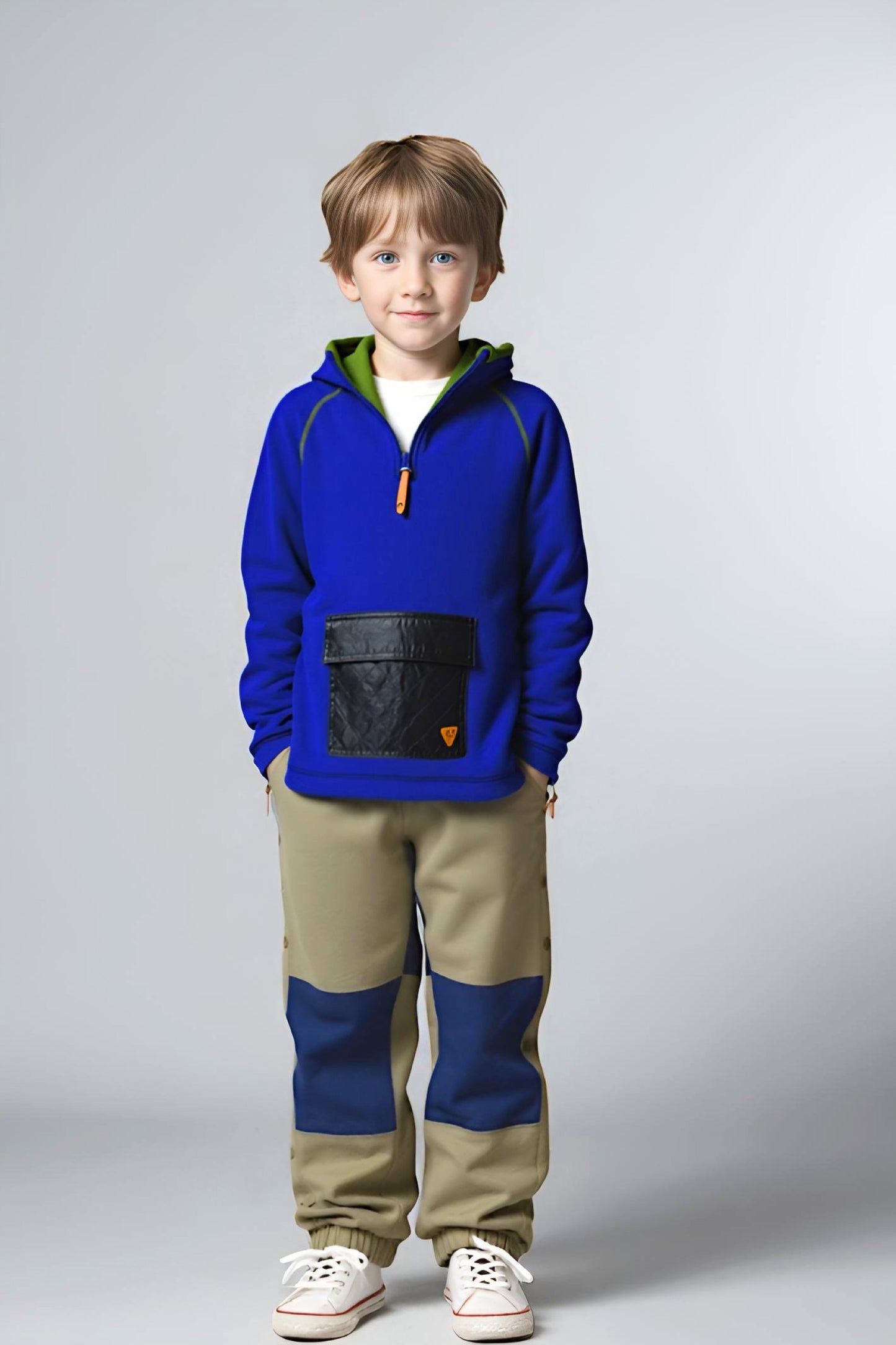 Adaptive Kids Pullover: Front Zipper, Cargo Pocket, Easy-Undressing Sleeves