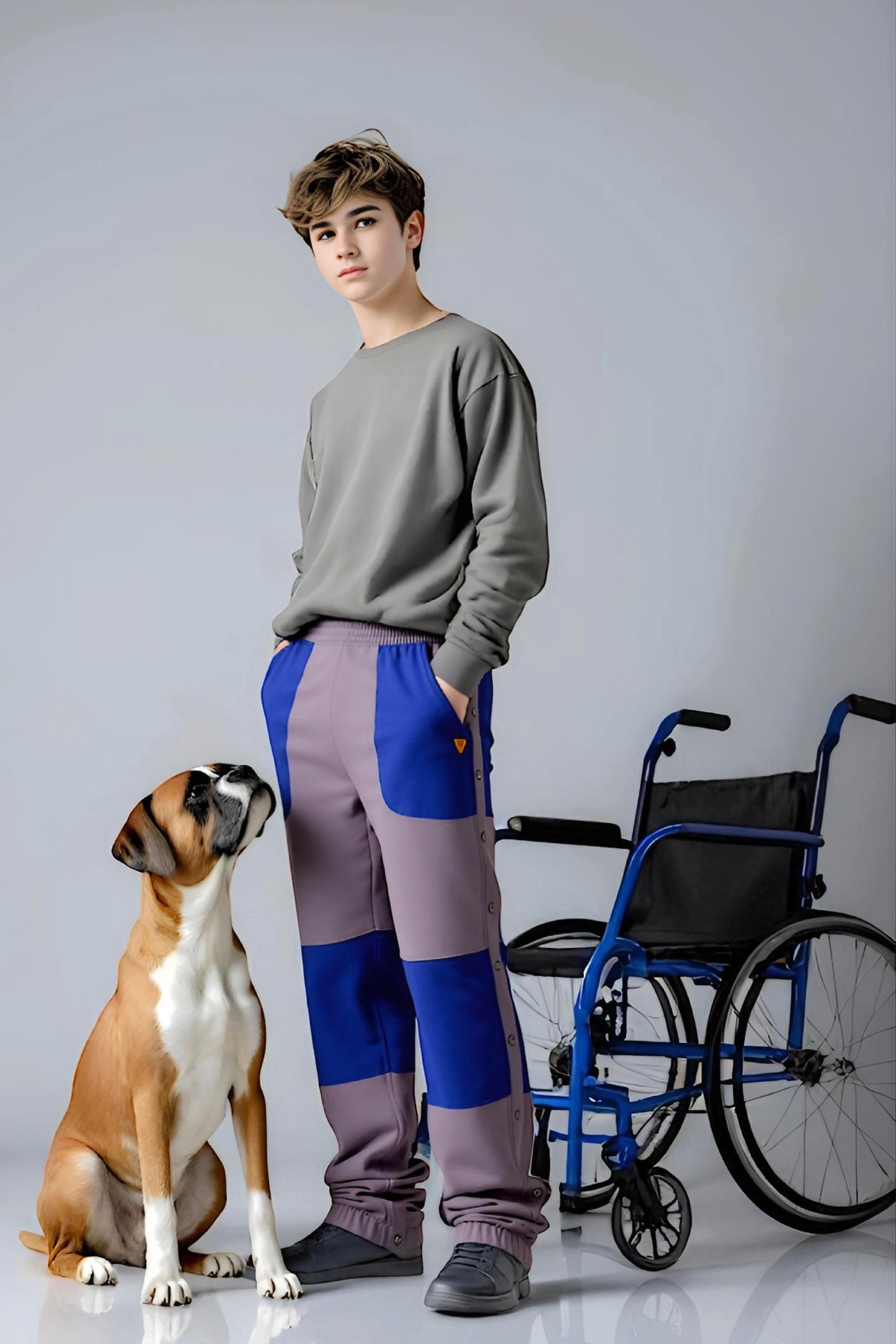 Adaptive Kids Jogger Pants: Adjustable Elastic Waist, Full Side Zipper for Easy Undressing
