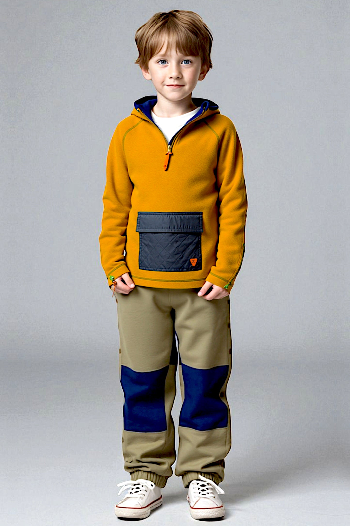 Adaptive Kids Pullover: Front Zipper, Cargo Pocket, Easy-Undressing Sleeves