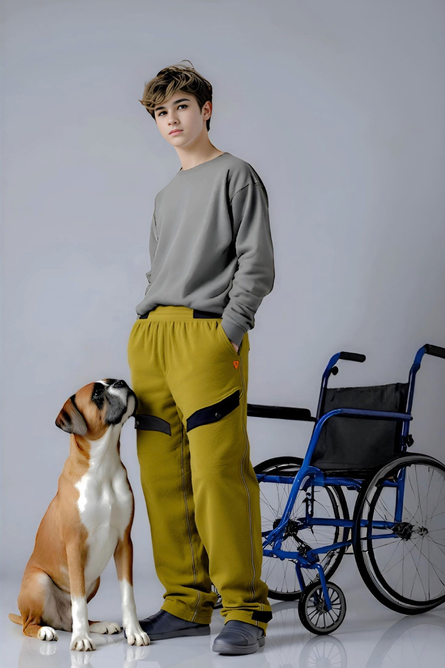 Adaptive Kids Polar Pants: Adjustable Waist, Full Side Zipper for Easy Undressing