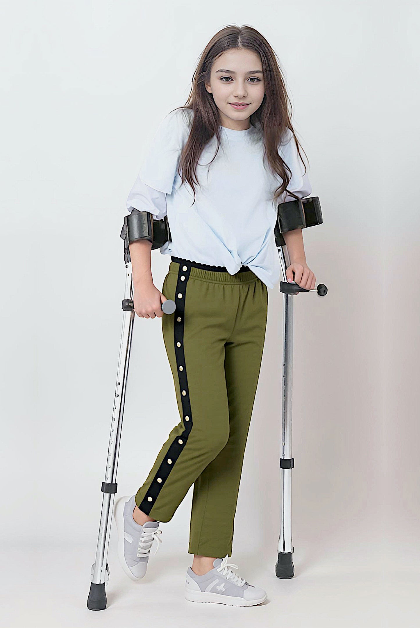 Adaptive Kids Sweatpants, with Full Elastic Waist & Side Full Zipper for Easy Undressing