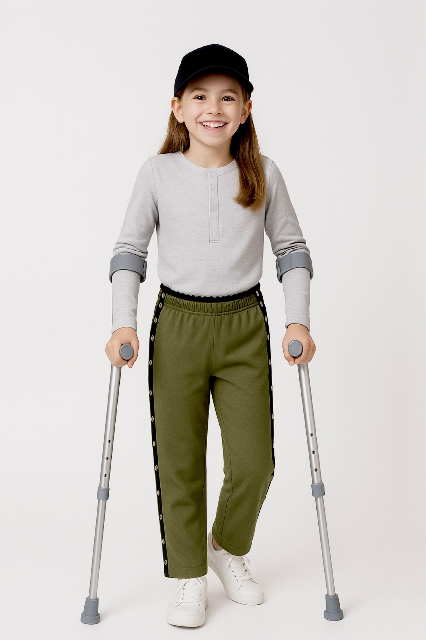 Adaptive Kids Sweatpants, with Full Elastic Waist & Side Full Zipper for Easy Undressing