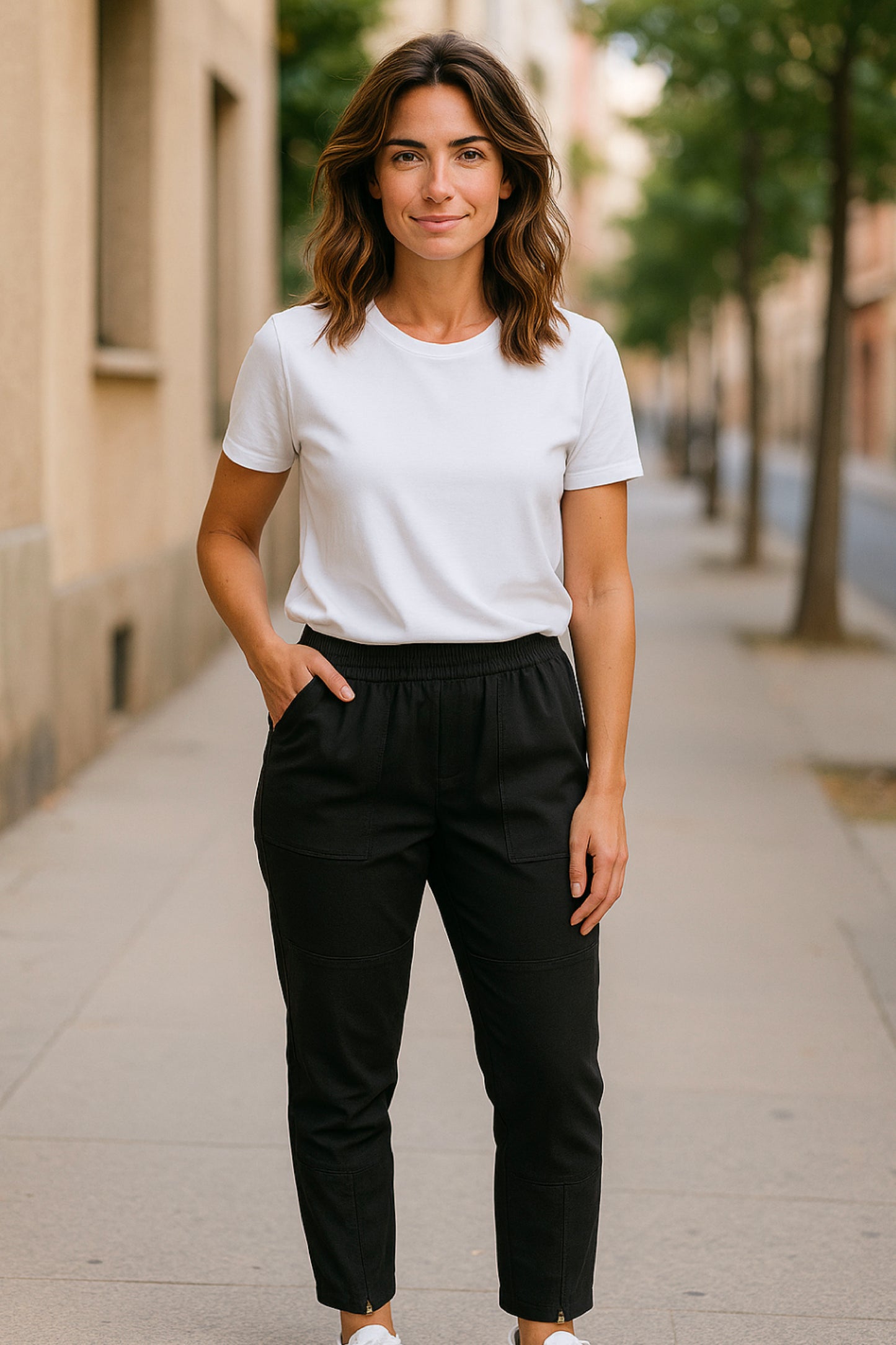 Women's Adaptive Clothing: Stretch Trousers Pant, Full Elastic Waistband, Side Zippers for Easy Undressing