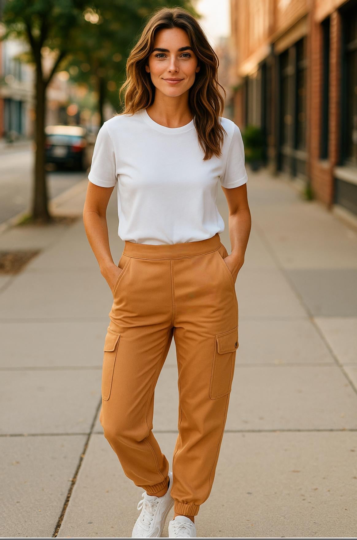 Women's Adaptive Clothing: Stretch Classic Cargo Pocket Pant, Elastic Waistband, Zipper Each Side for Easy Dressing