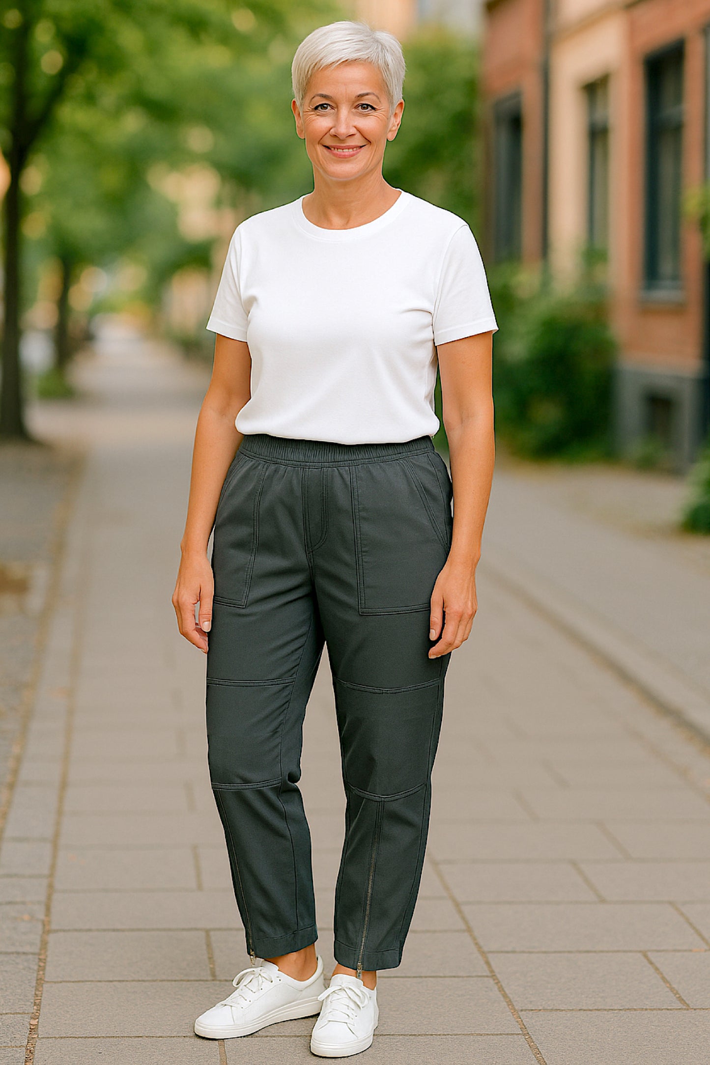 Women's Adaptive Clothing: Stretch Trousers Pant, Full Elastic Waistband, Side Zippers for Easy Undressing