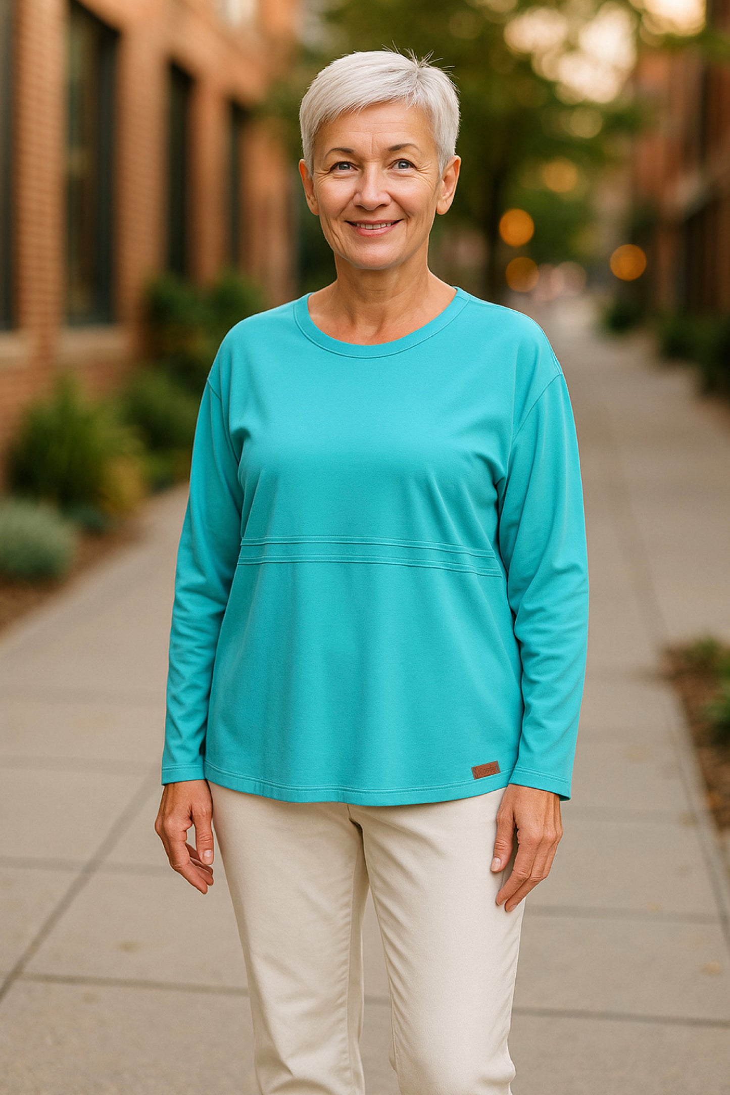 Women's Adaptive Clothing: Top with supplementary zippers below the chest and at the shoulders For easy dressing