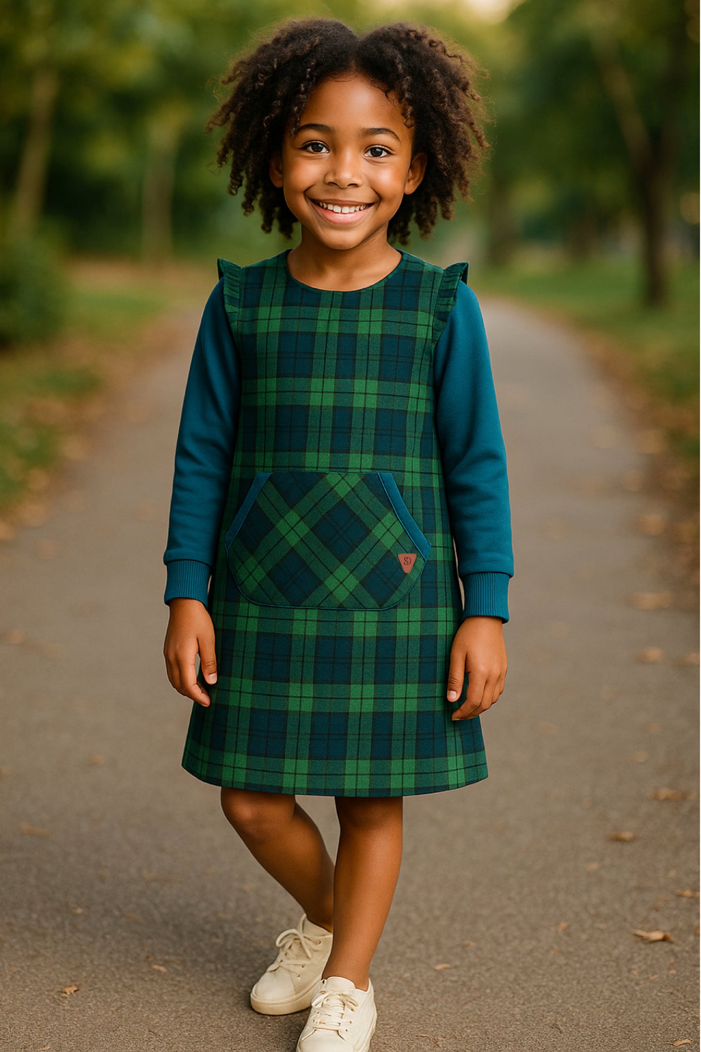 Adaptive Kids Stretch Dress: Back Zipper, Cargo Pocket, Easy-Undressing Sleeves