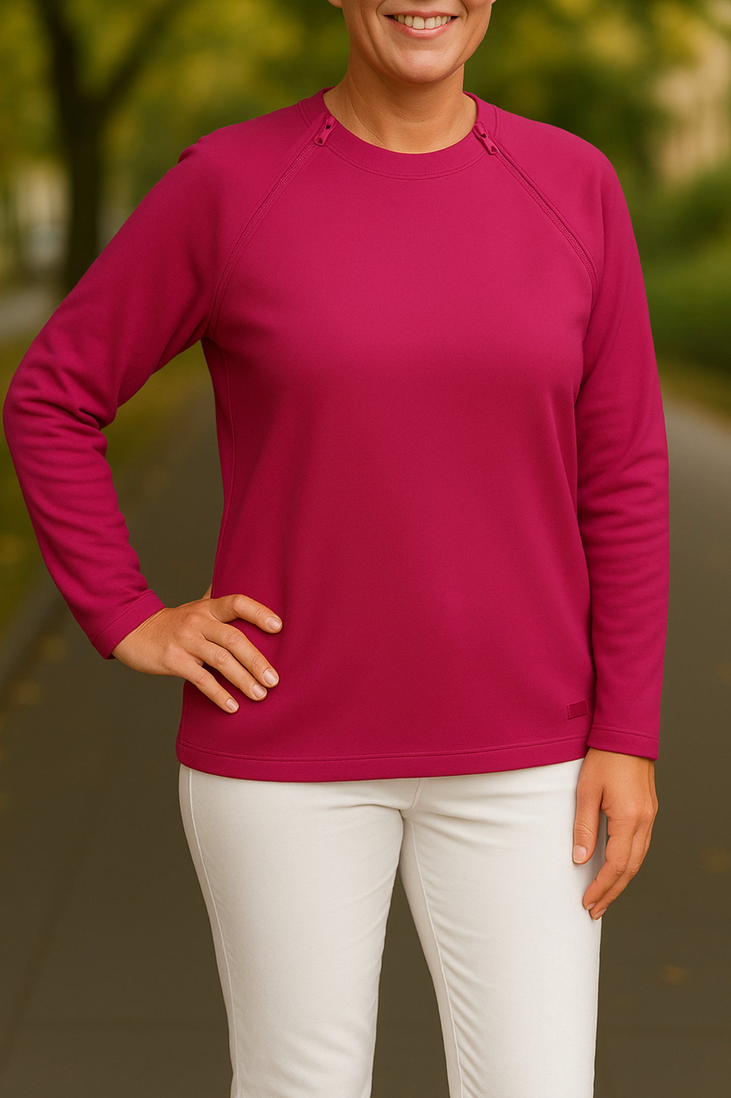 Women's Adaptive Medical Clothing: Comfort and Accessibility Top with Dual Zippers and Invisible Sleeves