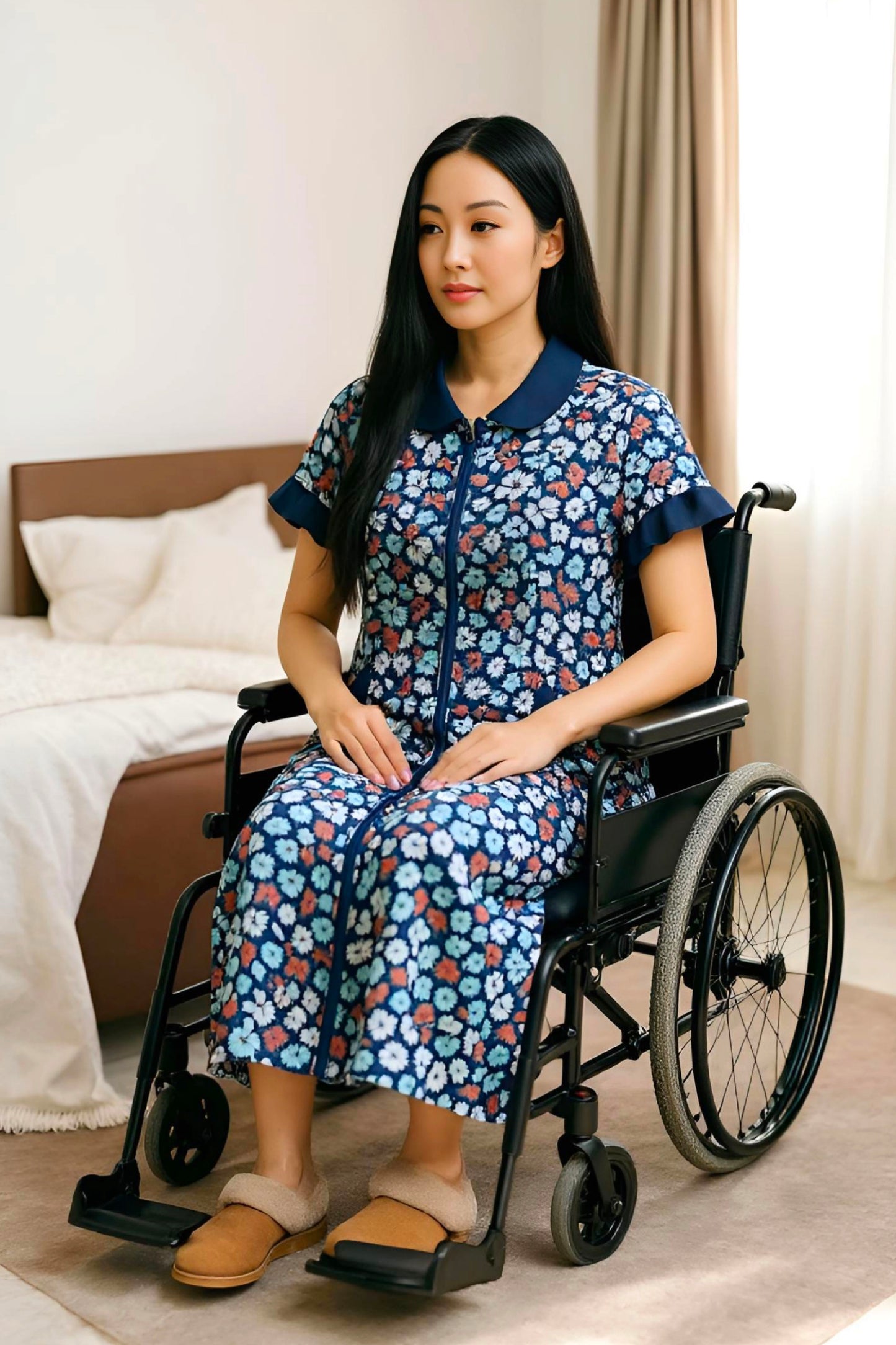 Adaptive Women's Long Pyjamas: with Short Sleeve, Stylish, Practical,
and Perfect for Peaceful Nights, Ideal for Adaptive or Medical Needs