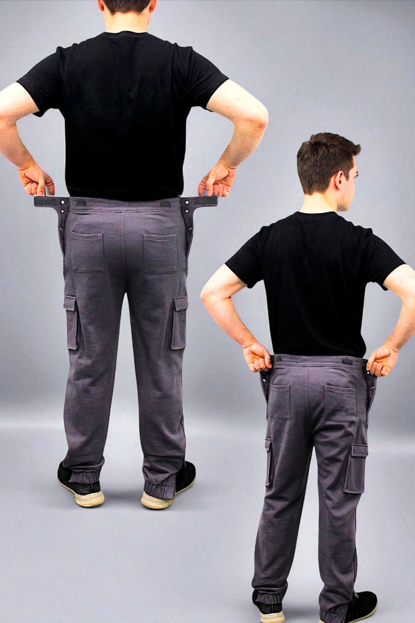 Adaptive Kids Cargo Joggers: Adjustable Elastic Waist & Side Zipper for Easy Undressing