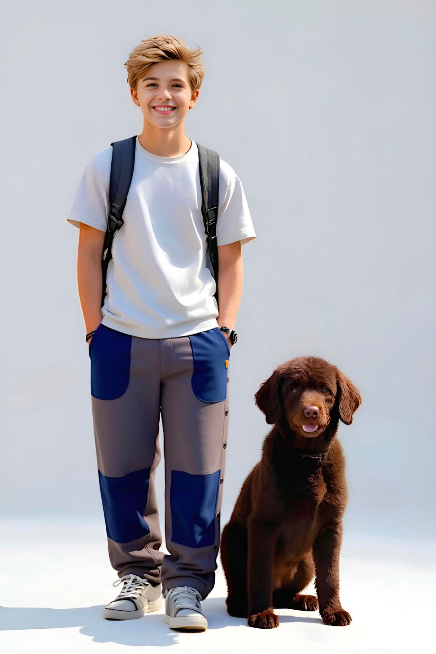 Adaptive Kids Jogger Pants: Adjustable Elastic Waist, Full Side Zipper for Easy Undressing
