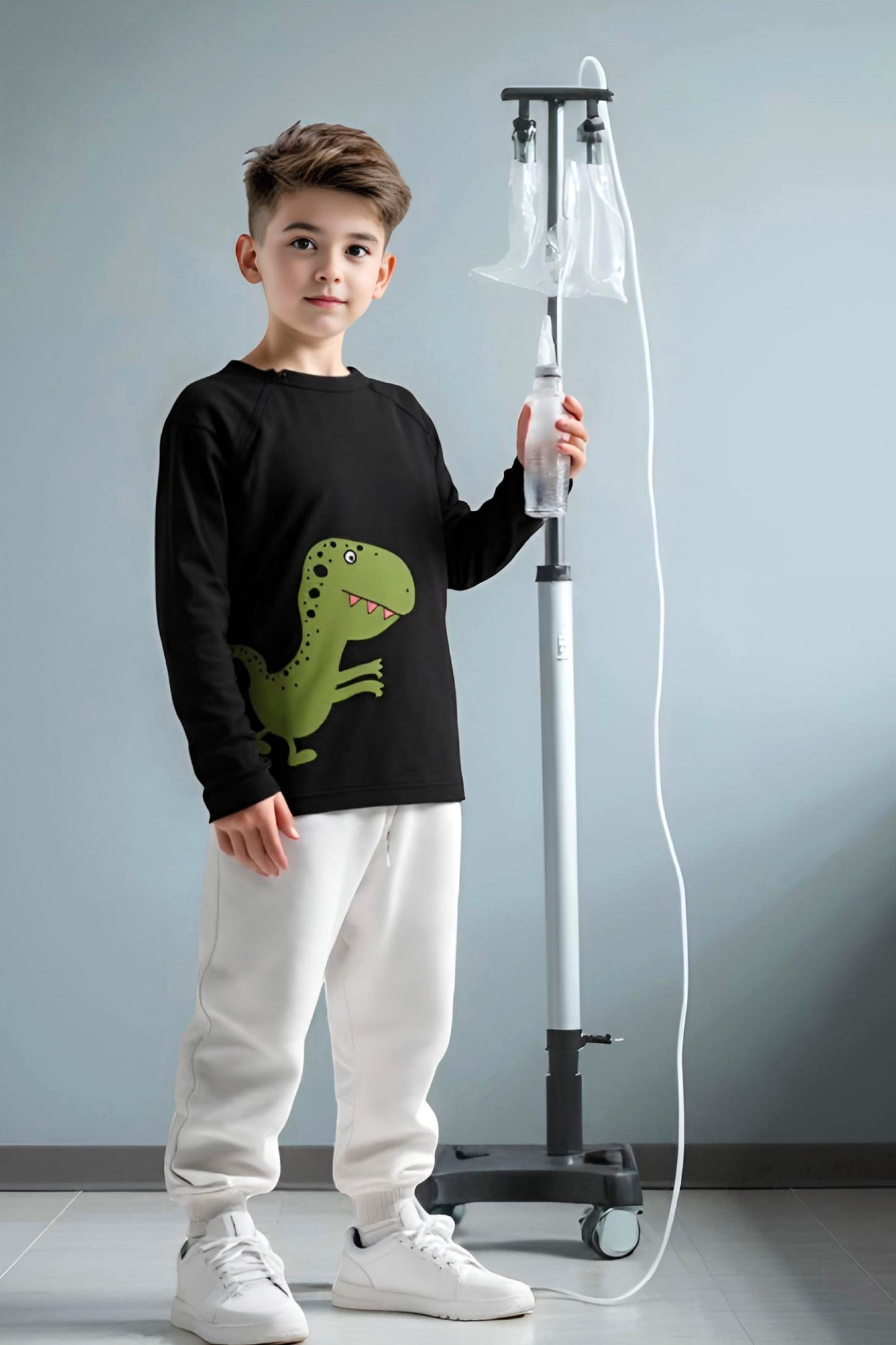 Adaptive Clothing: Dragon Print Kids’ Top with Two Front Neck Zippers