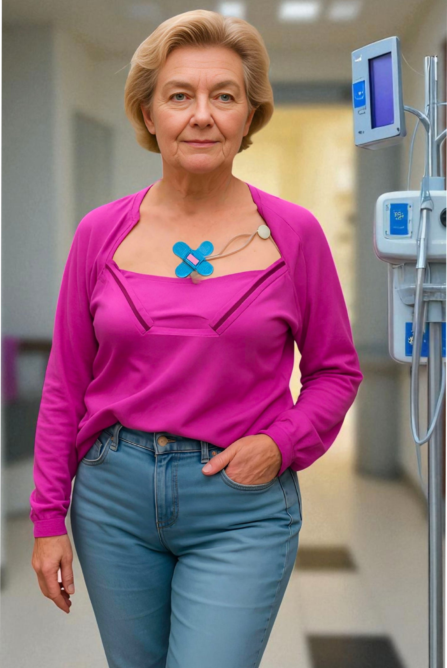 Women's Adaptive Medical Clothing: Comfort and Accessibility Top with Dual Zippers and Invisible Sleeves