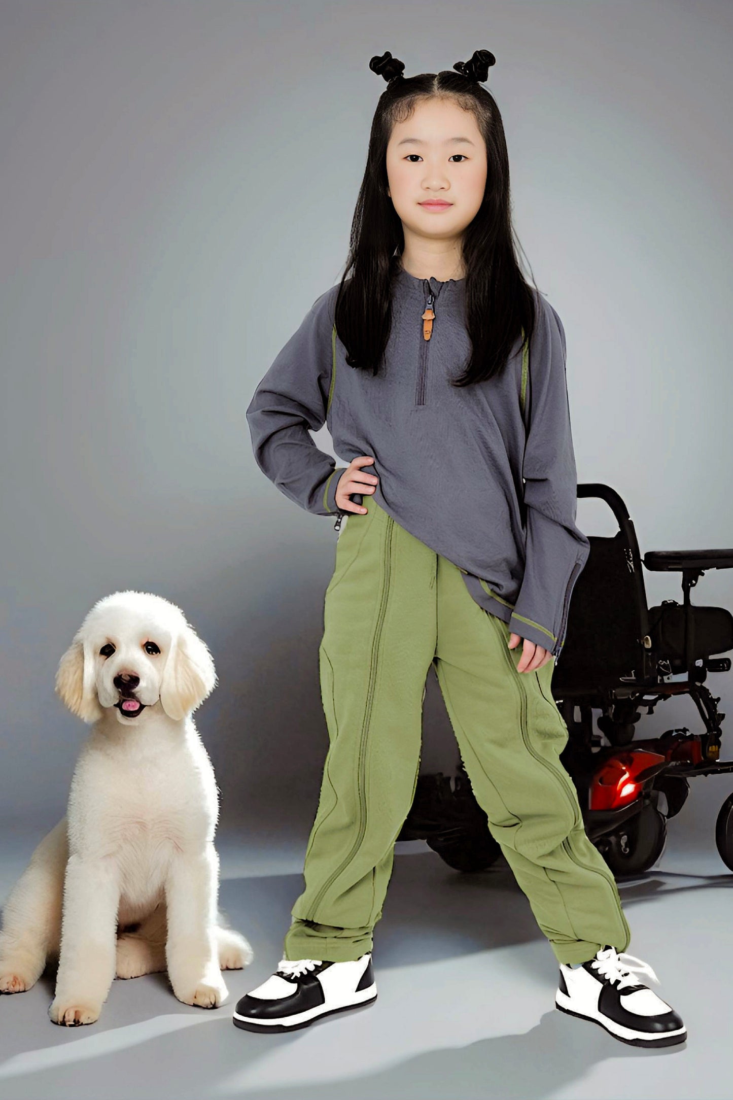 Adaptive Kids Sweatpants with Full-Leg Zippers for Easy Undressing