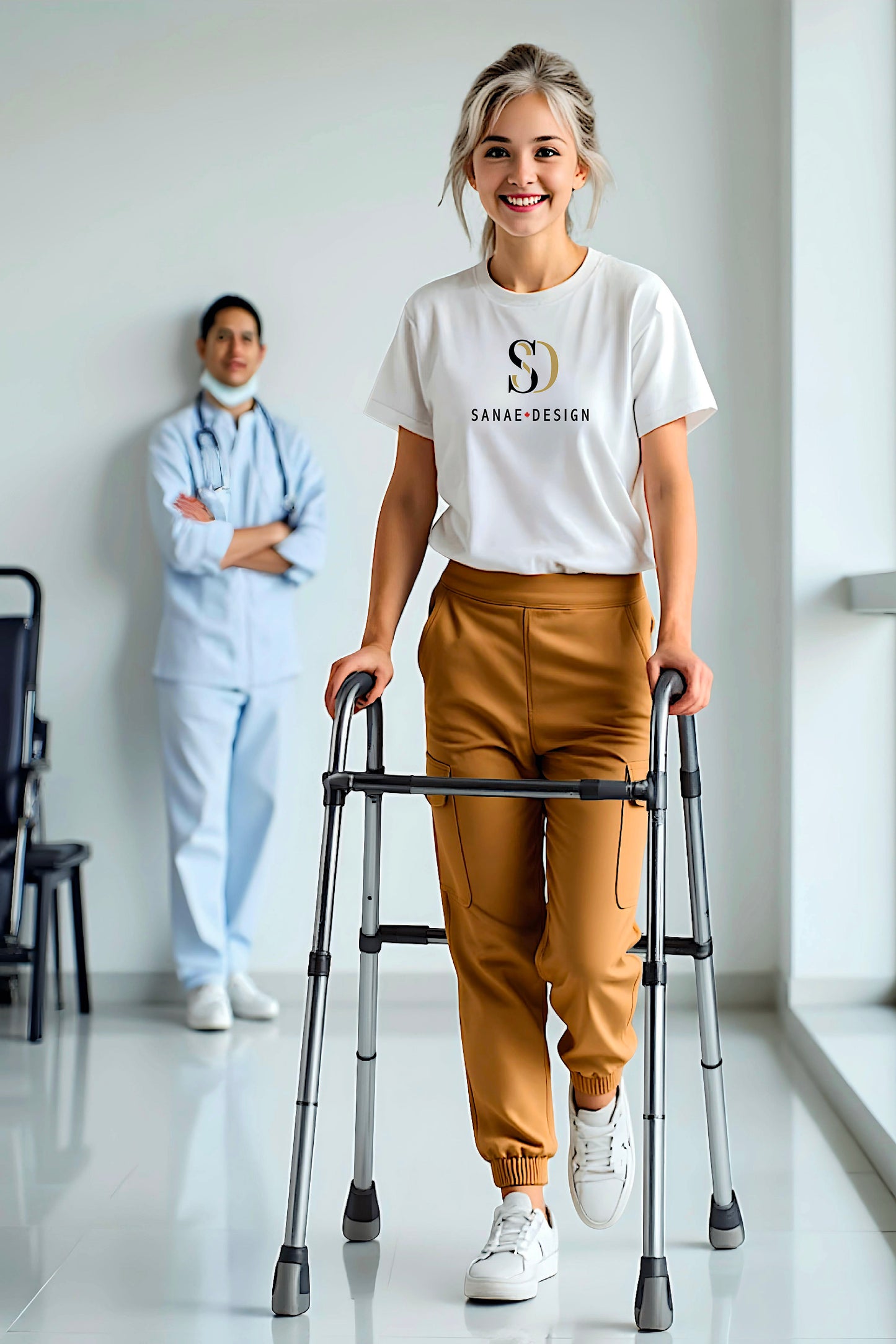 Women's Adaptive Clothing: Stretch Classic Cargo Pocket Pant, Elastic Waistband, Zipper Each Side for Easy Dressing