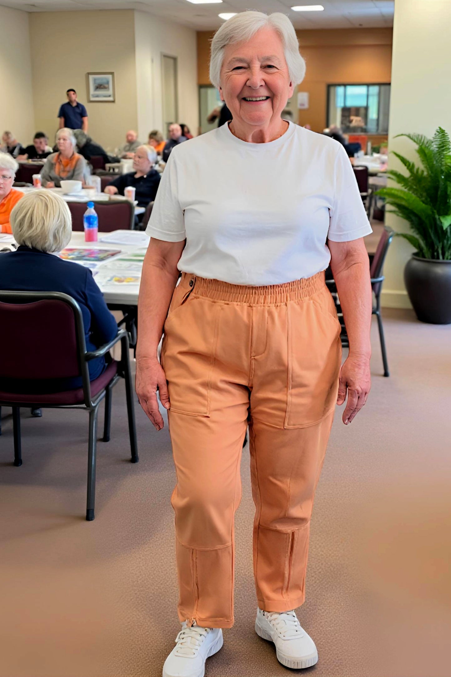 Women's Adaptive Clothing: Stretch Trousers Pant, Full Elastic Waistband, Side Zippers for Easy Undressing