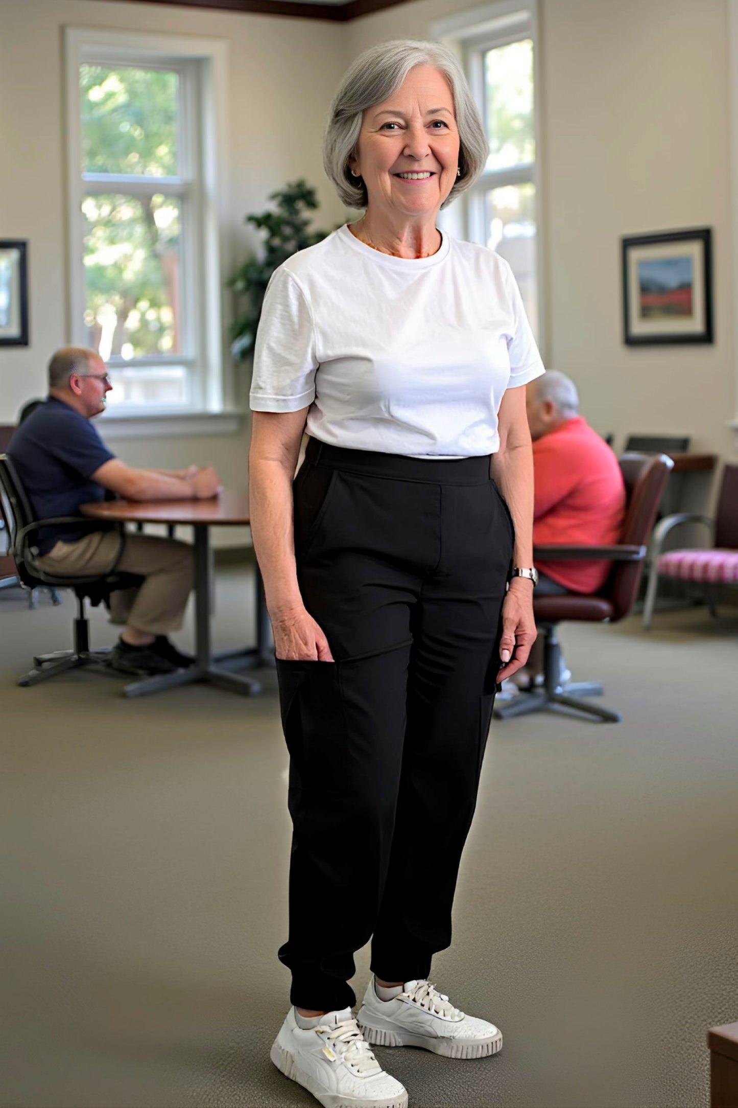 Women's Adaptive Clothing: Stretch Classic Cargo Pocket Pant, Elastic Waistband, Zipper Each Side for Easy Dressing