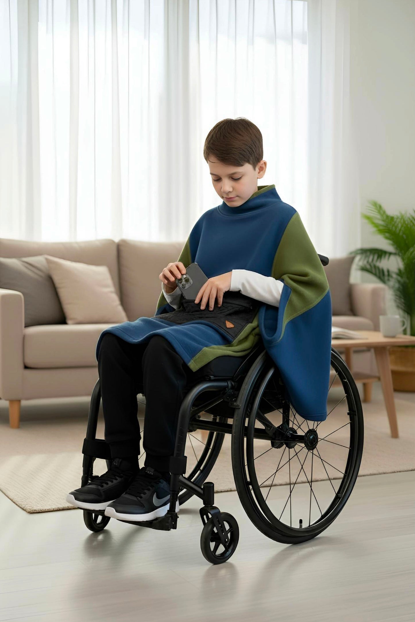 Easy-Wear Adaptive Unisex Poncho for Kids and Teens