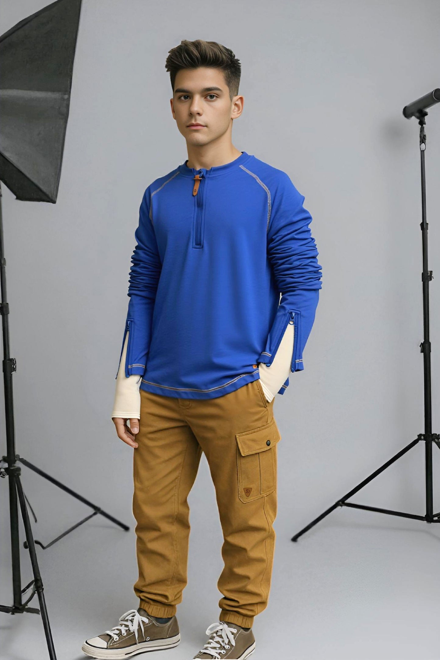 Adaptive Kids Soft Cotton Top, with Front Zipper & Easy-Undressing Sleeves