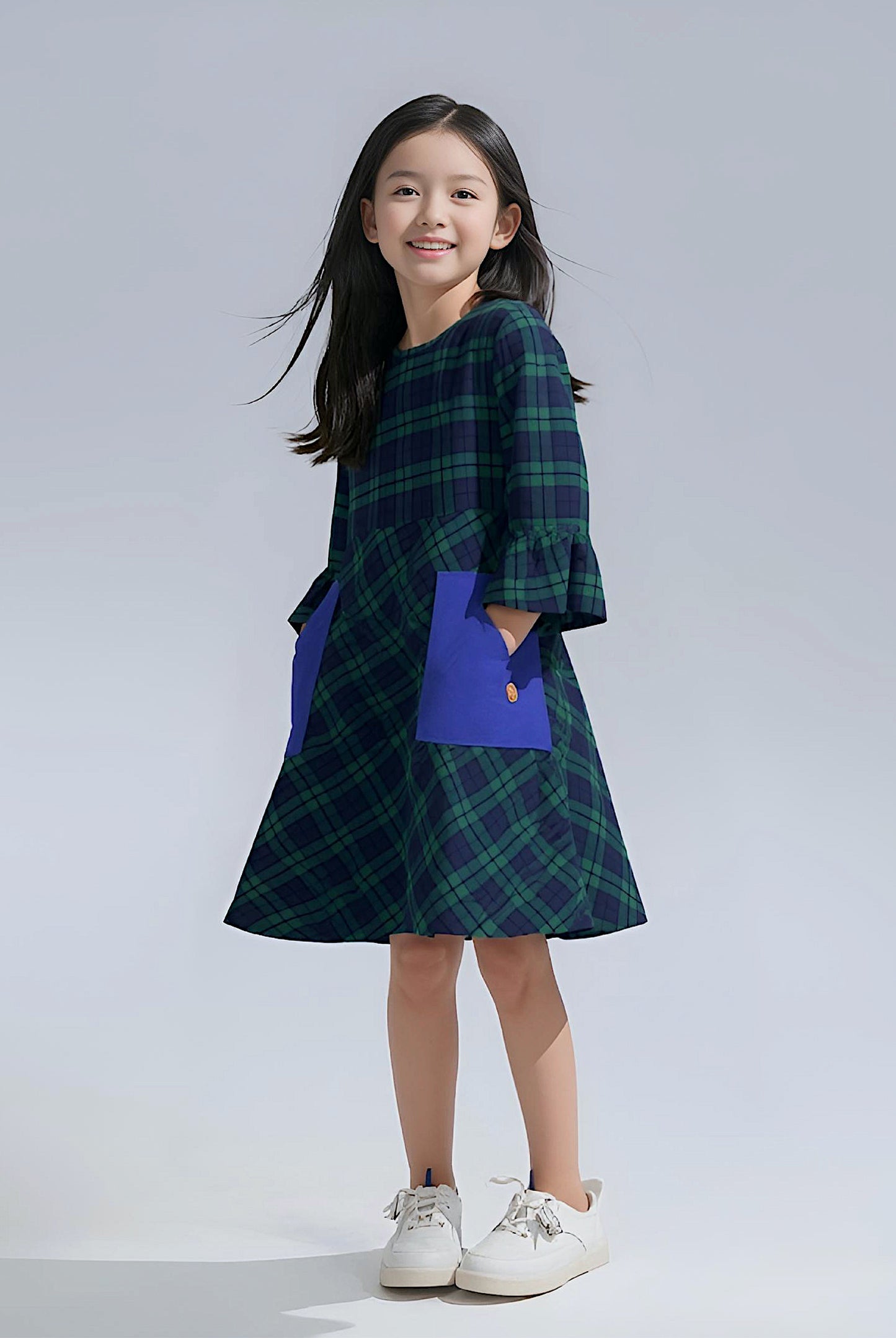Kids Adaptive Stretch Woven Dress, Back Zipper & Sleeve Easy Undressing
