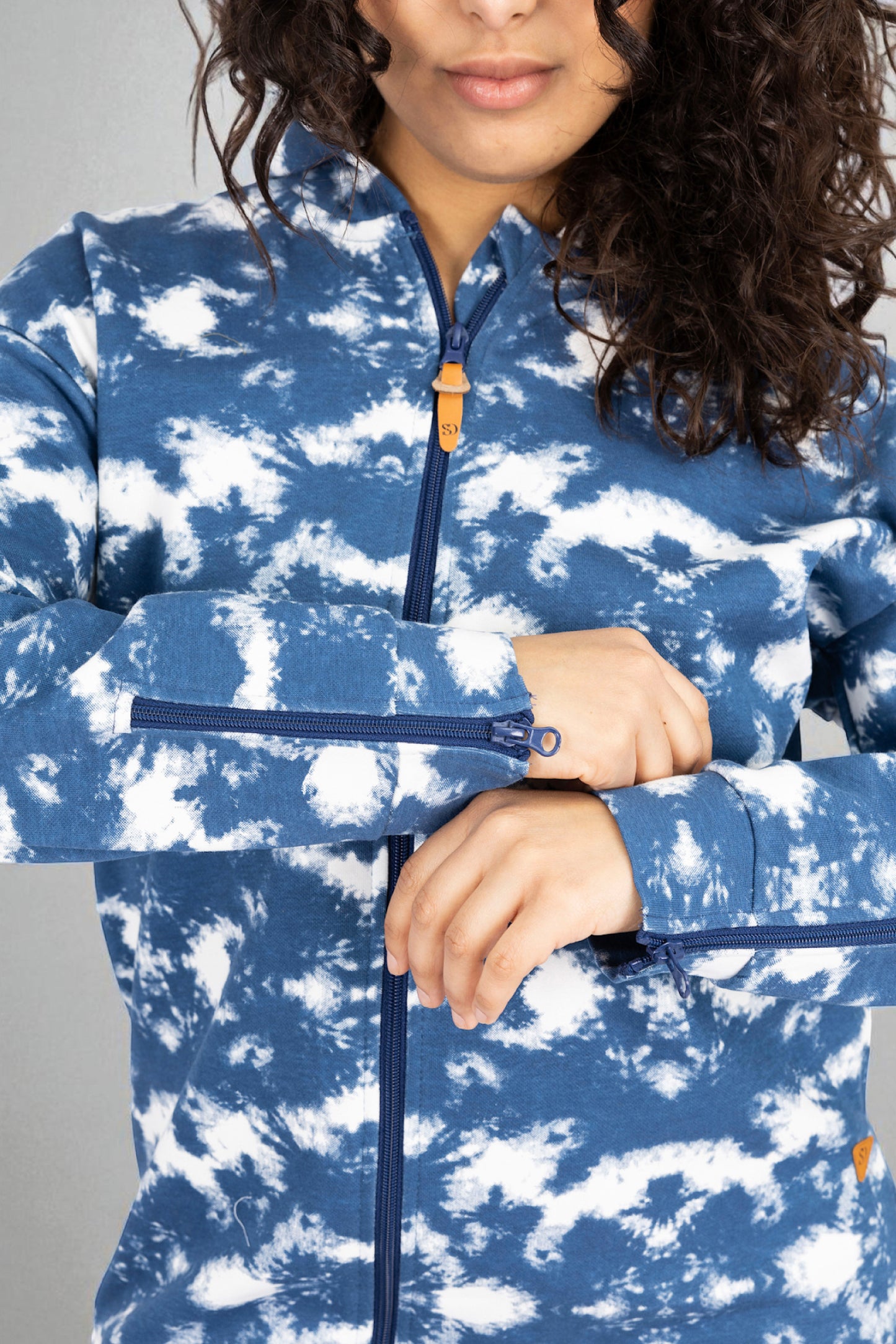 Adaptive Kids Tie-Dye Hoodie Sweatshirt Dress, Front Full Zipper and Easy-Undressing Sleeves