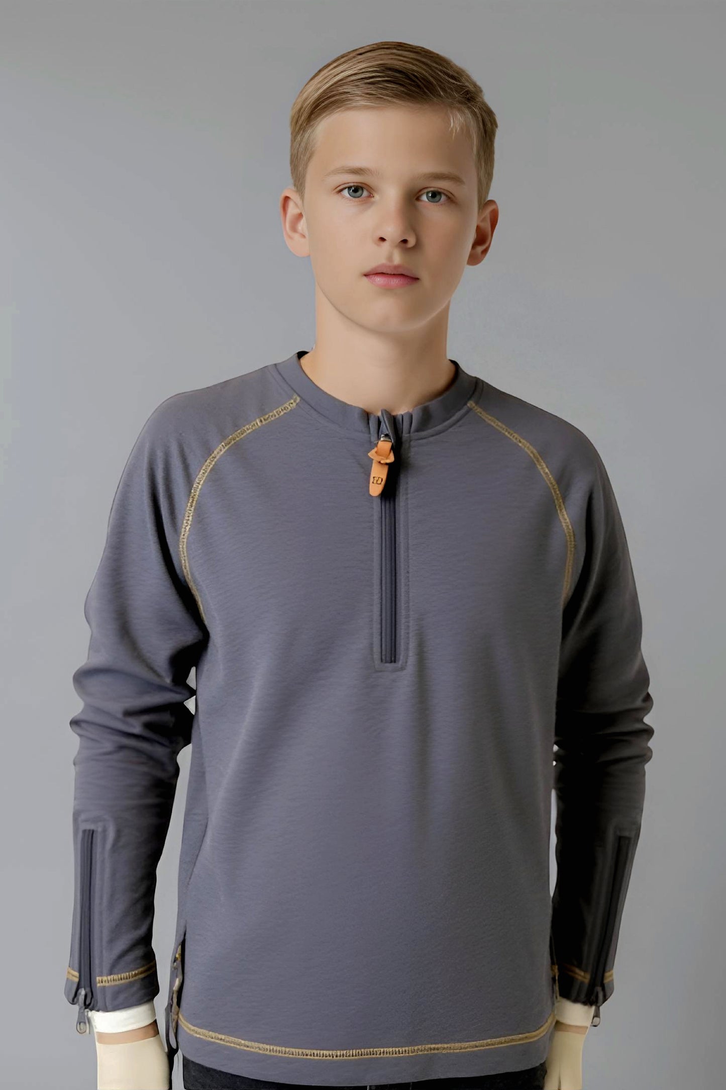 Adaptive Kids Soft Cotton Top, with Front Zipper & Easy-Undressing Sleeves